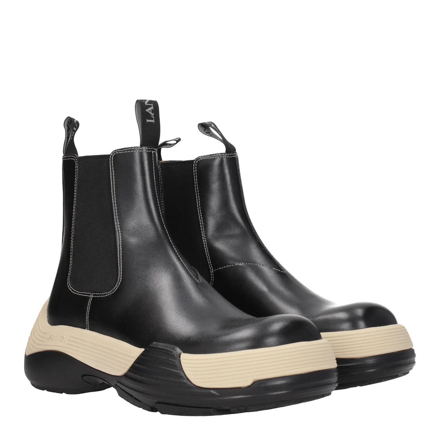 Lanvin o1y0125 Ankle Boots in Black/Cream Size US 6 / EU 39 - 2 Thumbnail
