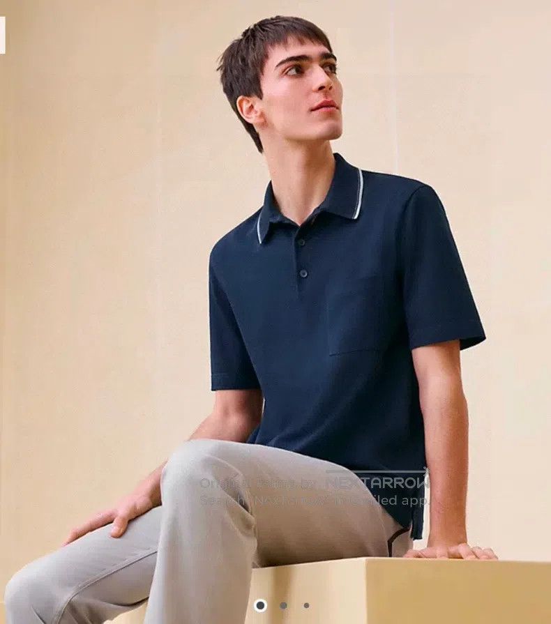 Hermes Hermes Polo shirt, dark blue, classic collar design with w Size US M / EU 48-50 / 2 - 9 Thumbnail