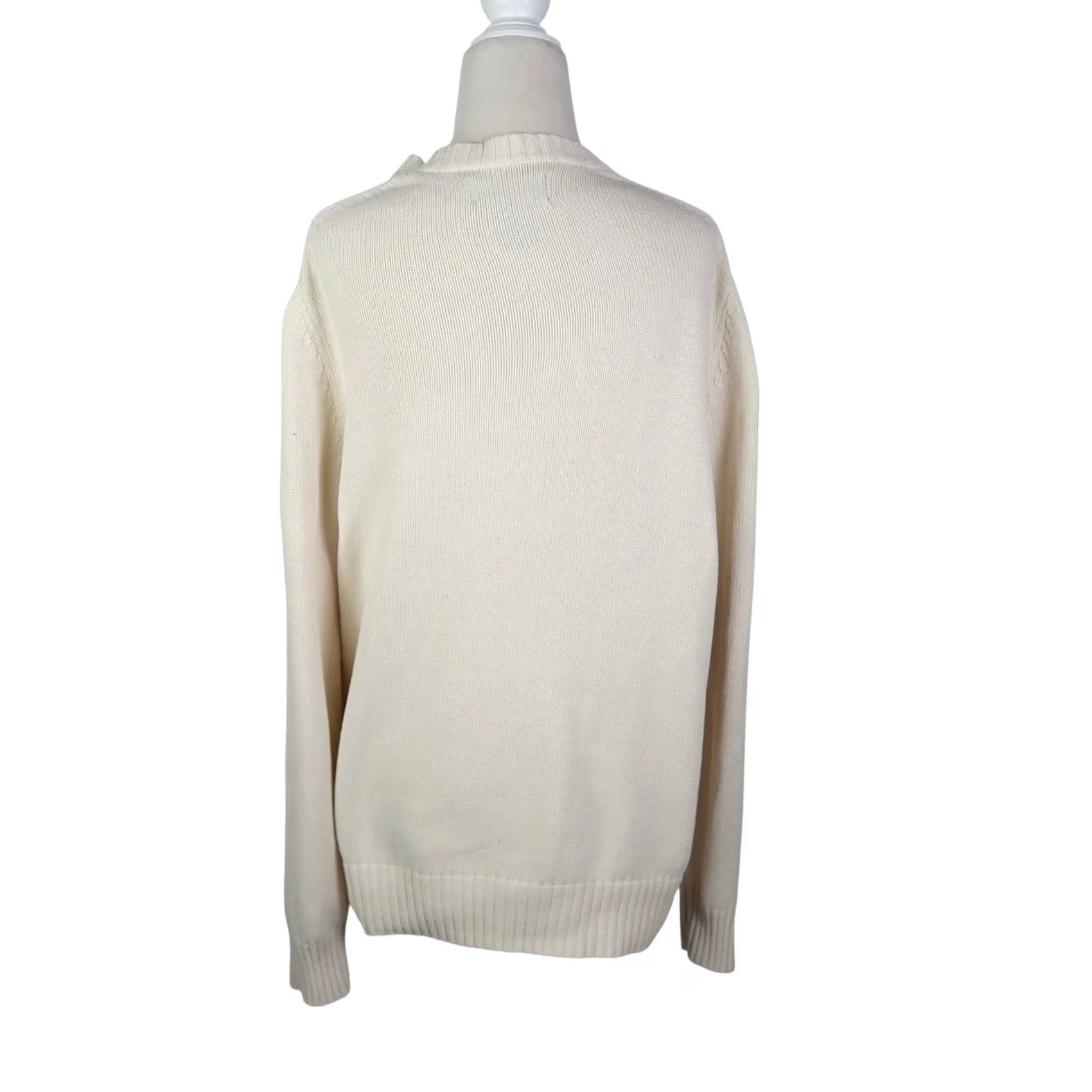 Eddie Bauer Eddie Bauer Cotton V-Neck Sweater Womens M Cream Pullover Knit Long Sleeve Solid Casual Knit 100% Cotton V-Neck Womens M Size M / US 6-8 / IT 42-44 - 4 Thumbnail