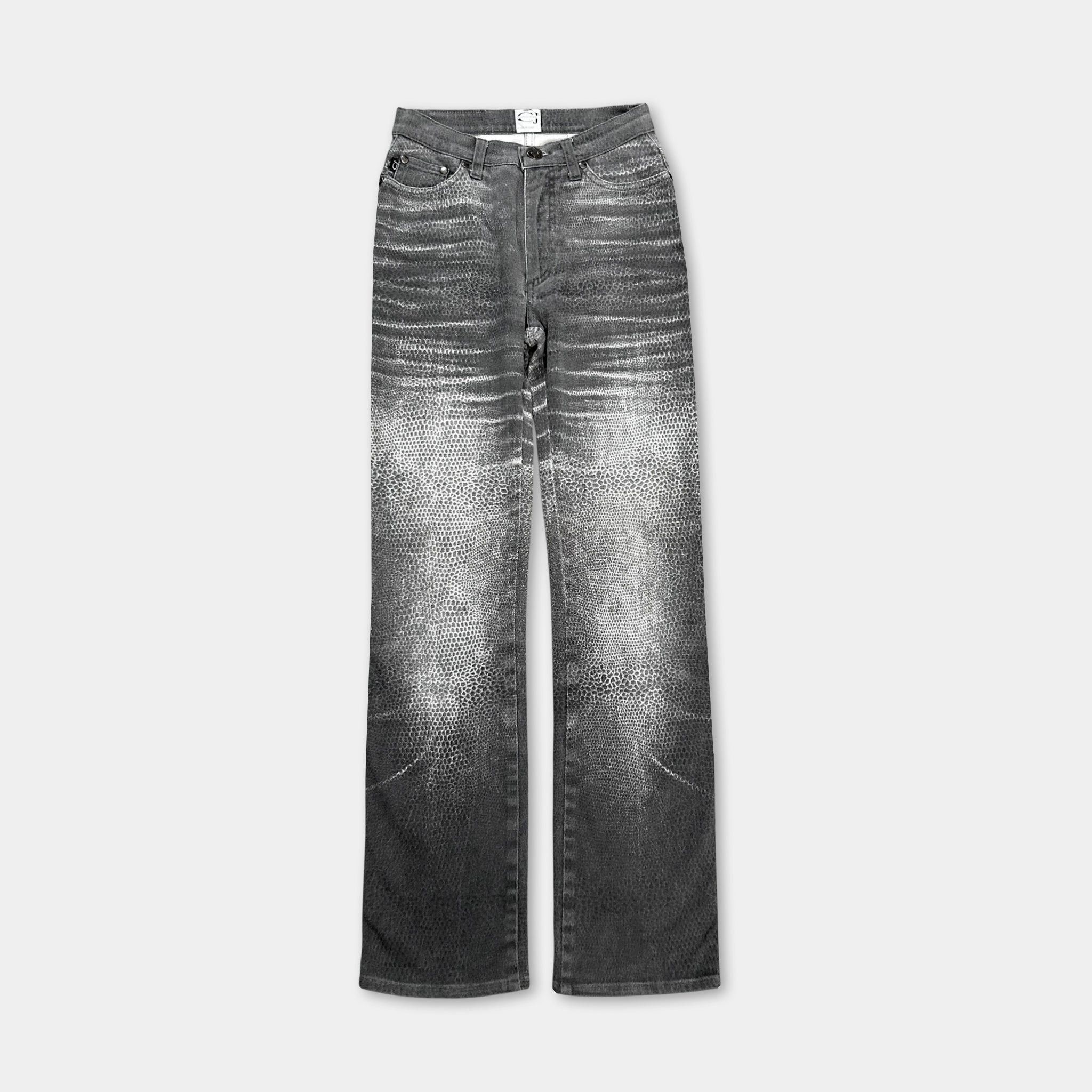Roberto Cavalli Cavalli Vintage Grey Distressed Snake Effect Jeans Size 27" / US 4 / IT 40 - 1 Thumbnail