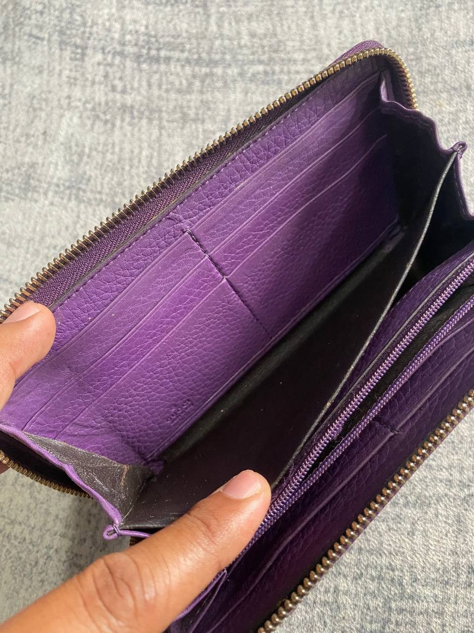 Gucci Gucci Soho GG Zip Around Leather Wallet Purple Size ONE SIZE - 10 Thumbnail
