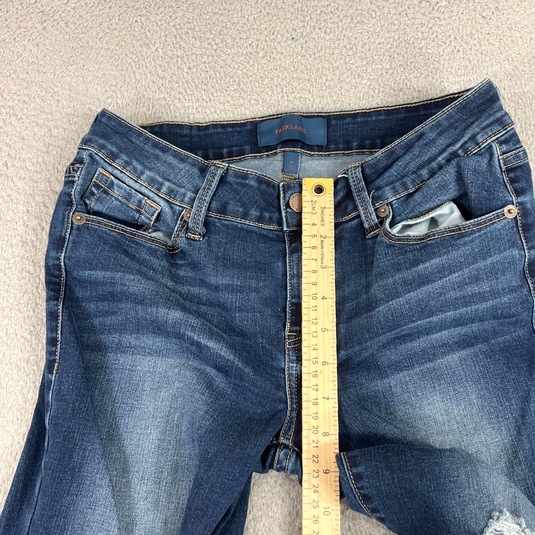 Denime VINTAGE Fairlane Jeans Women Skate Skinny Cropped 30 Inseam Blue Denim 30 Stretch Slim Non-Defining Womens Size 29" - 3 Thumbnail