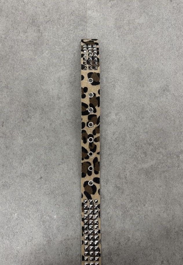 Other Y2k grunge skate cheetah leopard print studded belt Size 34 - 4 Thumbnail