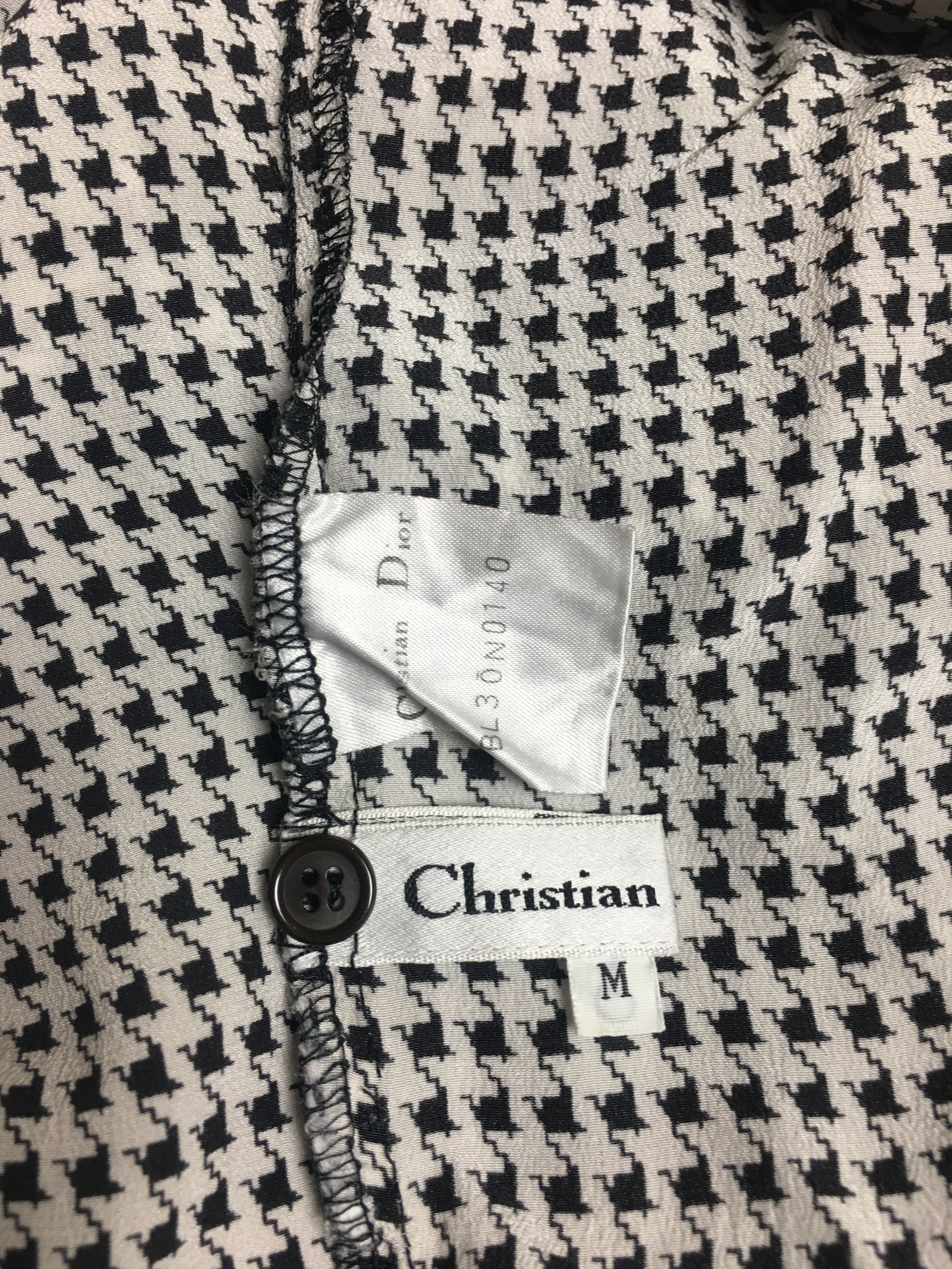 Dior Christian Dior Vintage Silk Houndstooth Blouse Shirt Size M Size M / US 6-8 / IT 42-44 - 8 Thumbnail