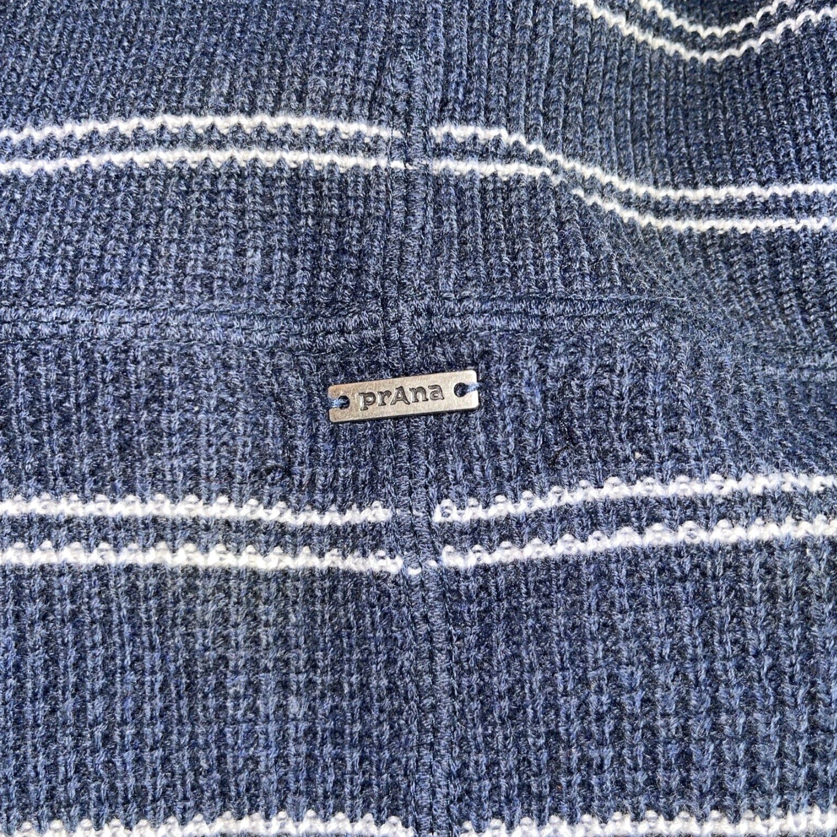 Prana prAna Milani Dress Nautical Stripe Womens S Blue Knit Striped Long Sleeve Knee Length Cowl Neck Sweater Dress Size S / US 4 / IT 40 - 4 Thumbnail