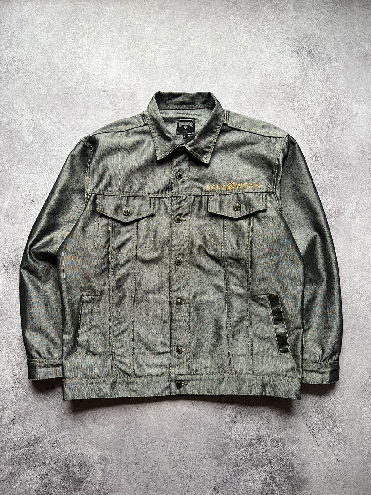 Rocawear × Vintage Vintage RocaWear Silver Denim Jacket Size US XL / EU 56 / 4 - 1 Thumbnail