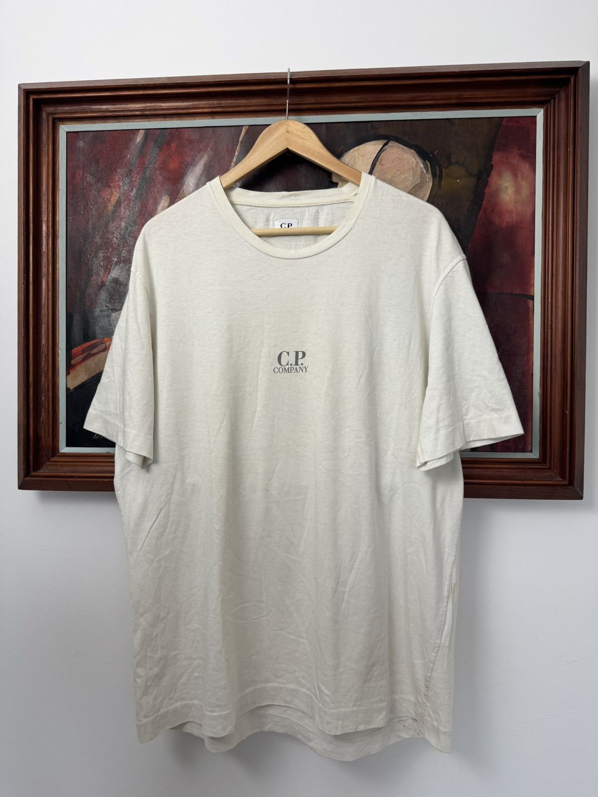 Vintage Company Tee 90s Single Stitch Center Logo Cream