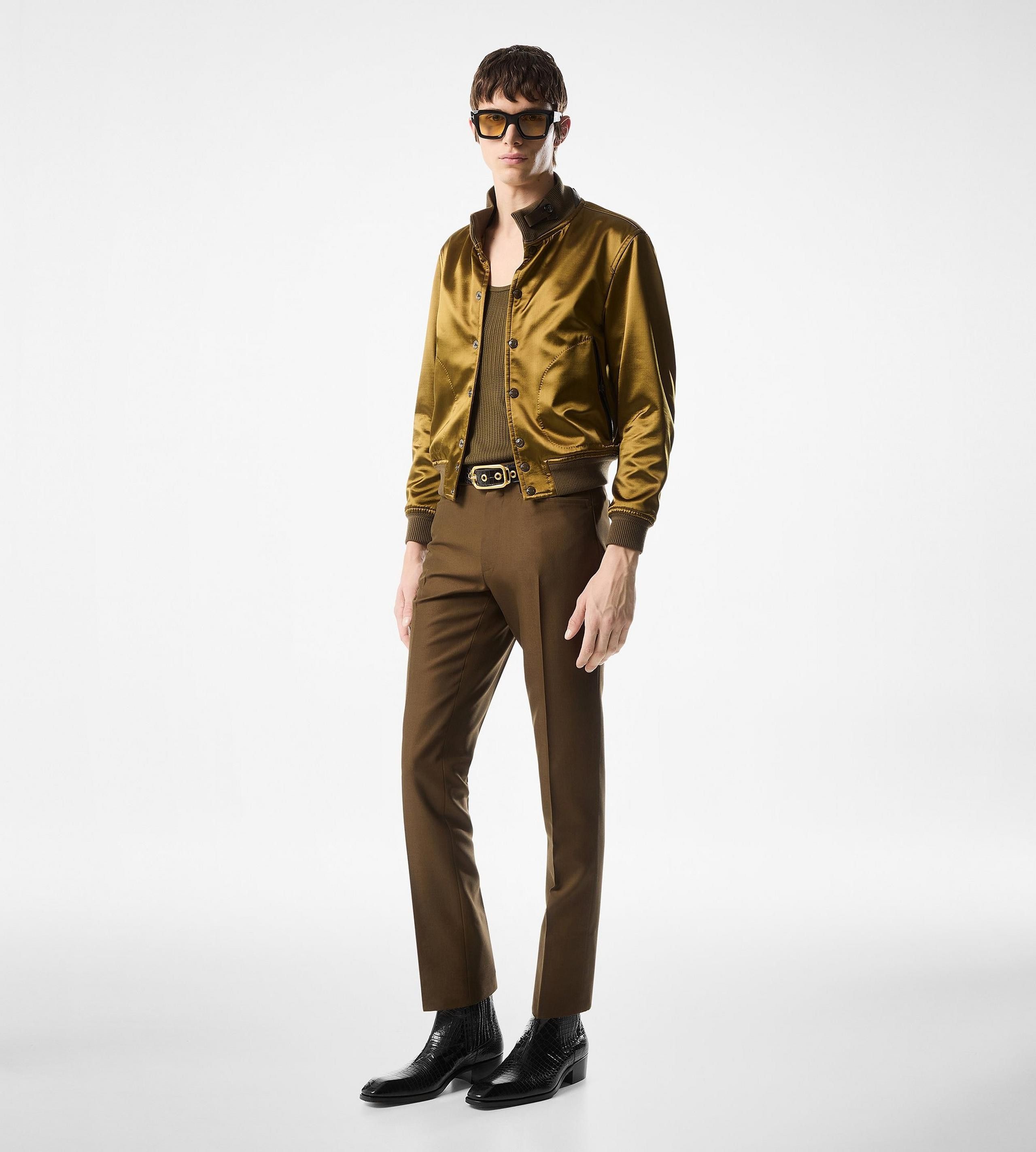 Tom Ford o1w1db10425 OBS042 Liquid Satin Blouson Jacket in Brown Size US L / EU 52-54 / 3 - 2 Thumbnail
