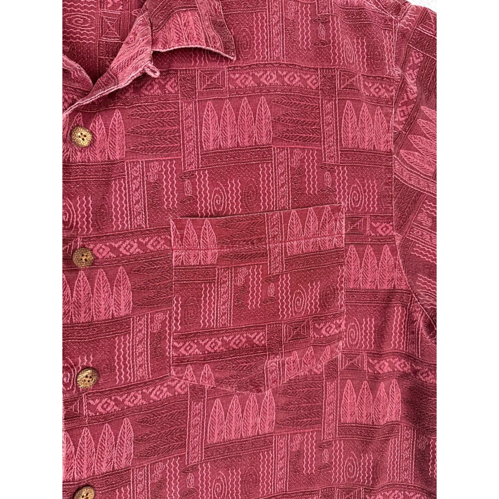 Vintage St. John's Bay Shirt Men Medium Red Surfboard Geometric Hawaiian Up 100% Silk Size US M / EU 48-50 / 2 - 6 Thumbnail
