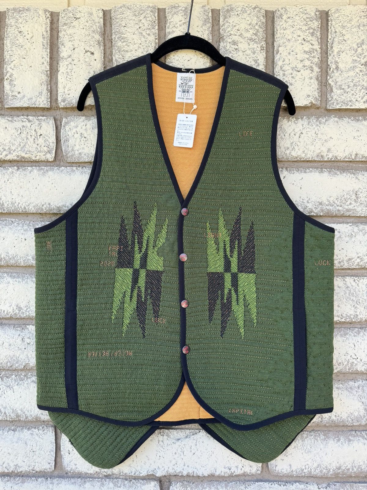 image of Byborre x Kapital 3D-Knit Hyper Chimayo Vest - Green Ortega, Men's (Size Large)