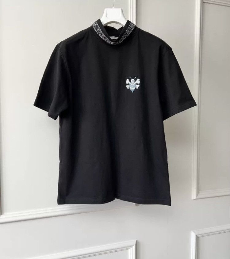 image of Dior x Stussy Bee Detail Turtleneck Tee in Black, Men's (Size XS)