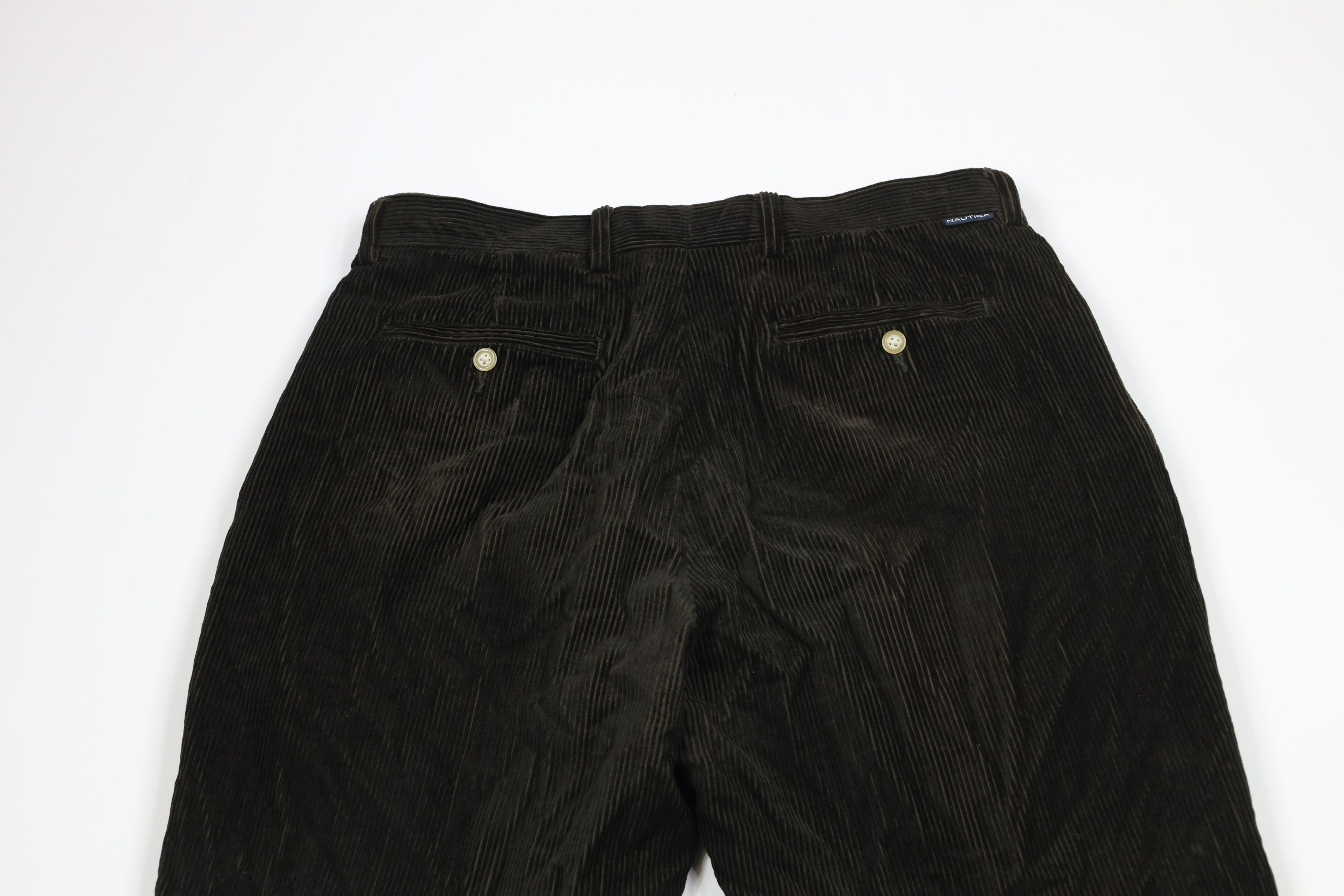 Nautica × Vintage Vintage Nautica Pleated Wide Leg Corduroy Pants Dark Green Size US 36 / EU 52 - 13 Thumbnail