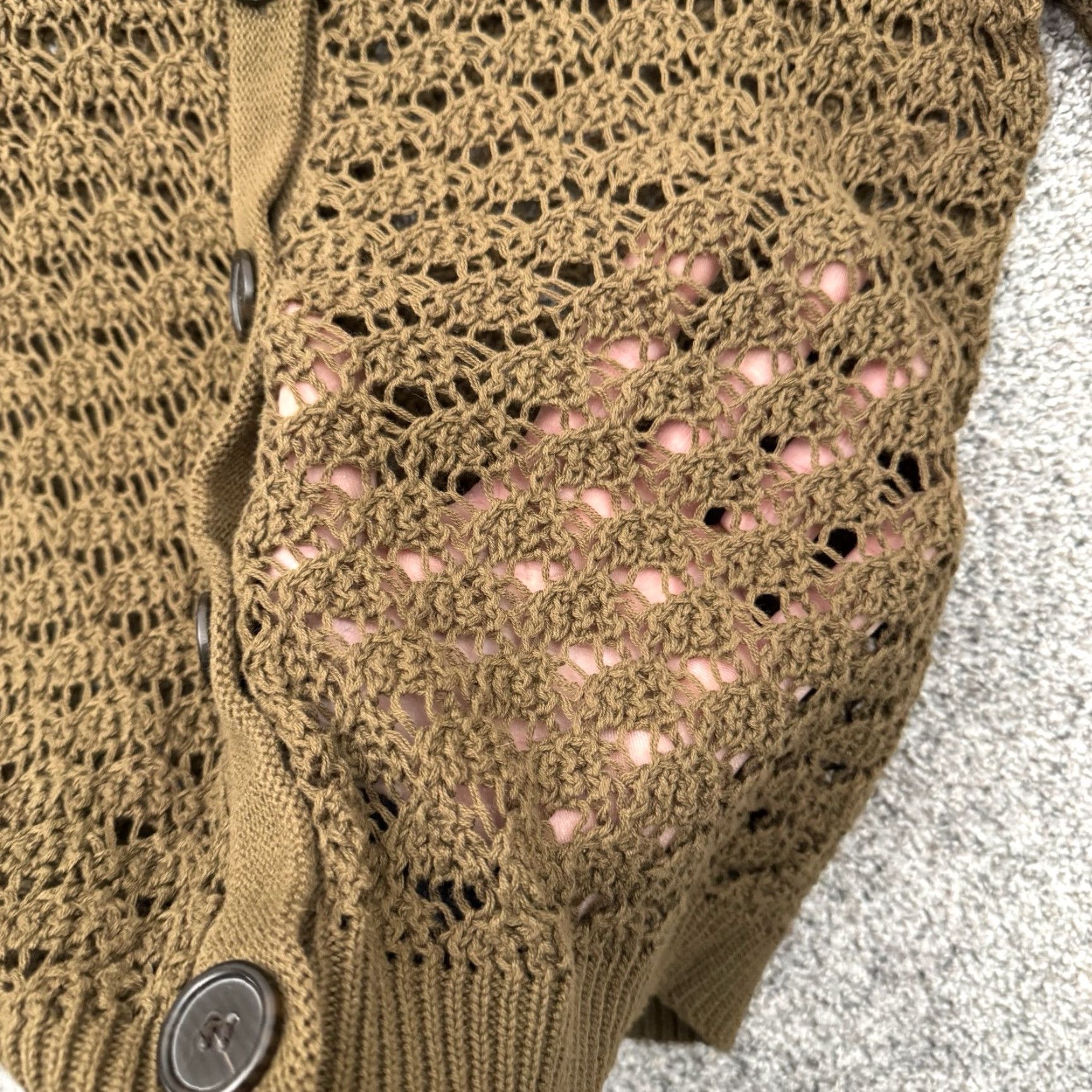 Architect Womens Cottagecore Cardigan Sweater Medium Crocheted Boho Layering Grandmacore Size M / US 6-8 / IT 42-44 - 6 Thumbnail