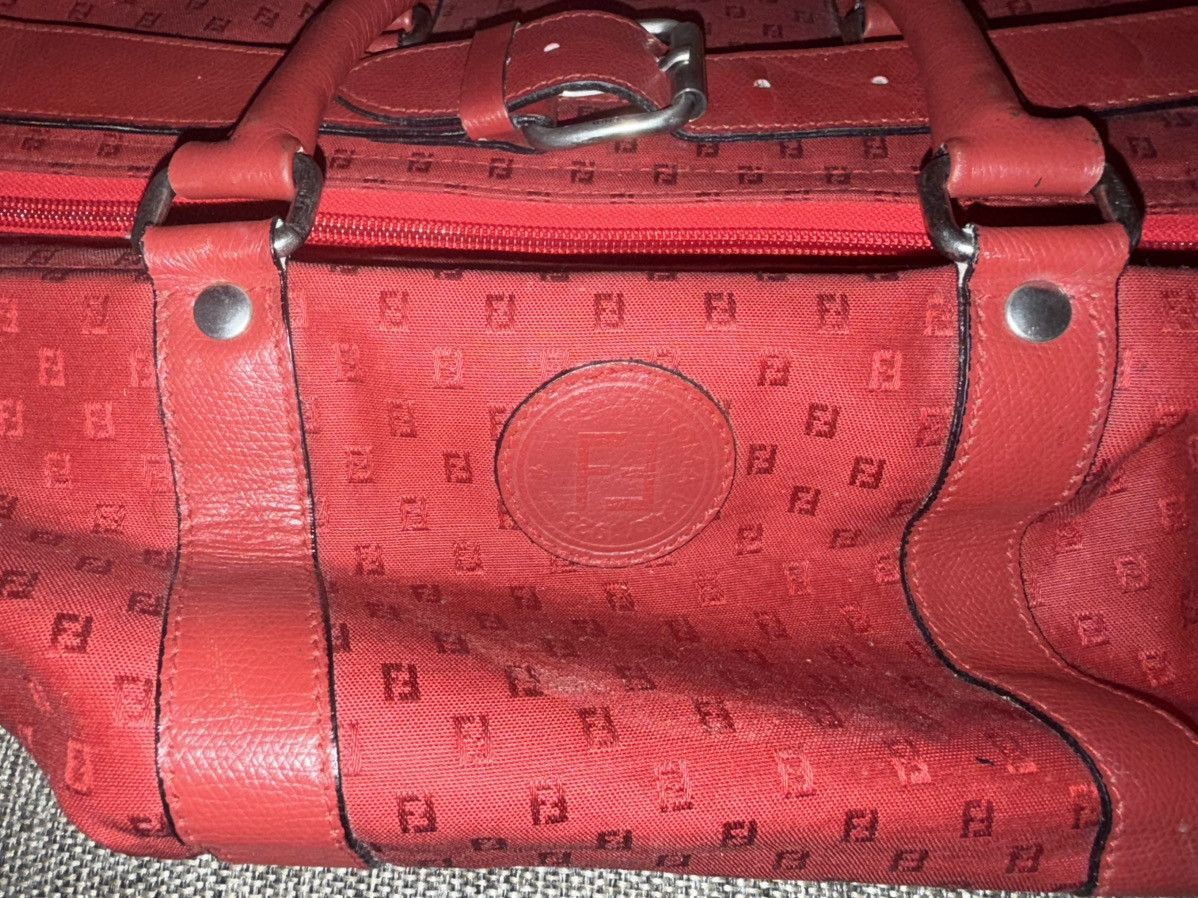 Fendi Fendi Vintage Red Monogram Canvas Duffle Travel Bag Handbag Size ONE SIZE - 6 Thumbnail