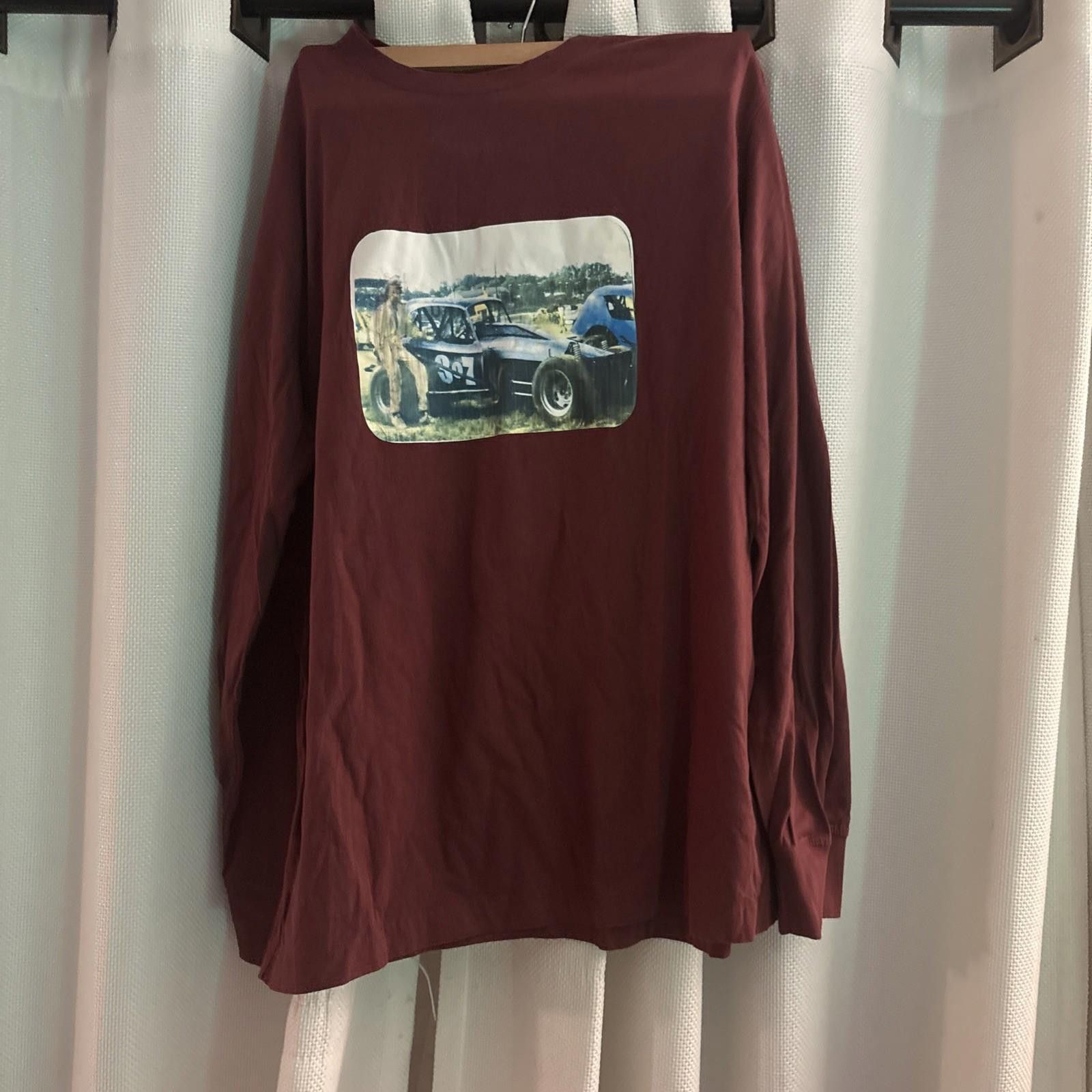George George XL Long Sleeve Maroon Graphic T-Shirt Vintage RaceCar Size ONE SIZE - 3 Thumbnail