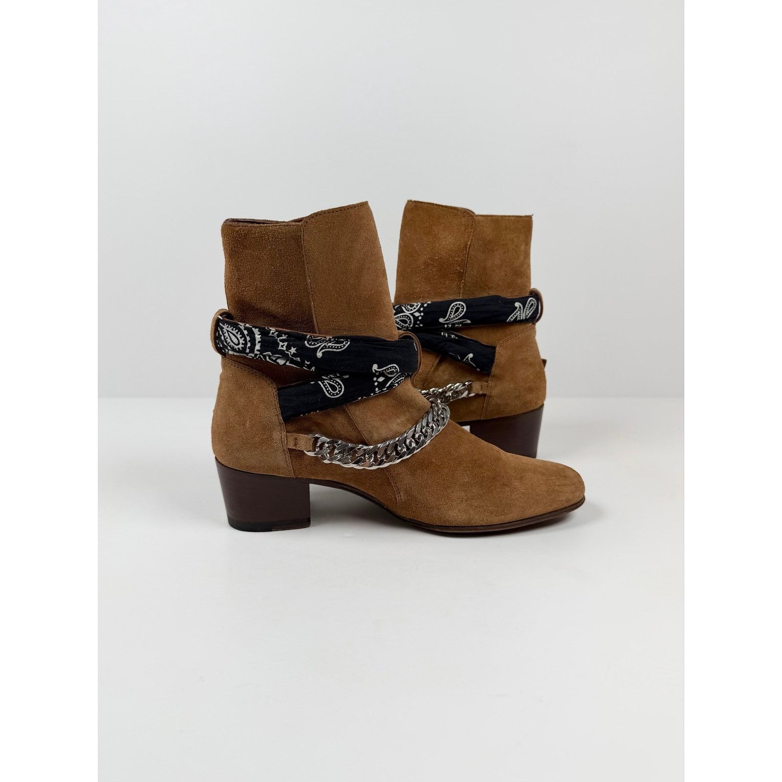 Amiri Size 37/7 - Amiri Bandana Chain Link Buckle Beige Boots Size US 7 / IT 37 - 4 Thumbnail