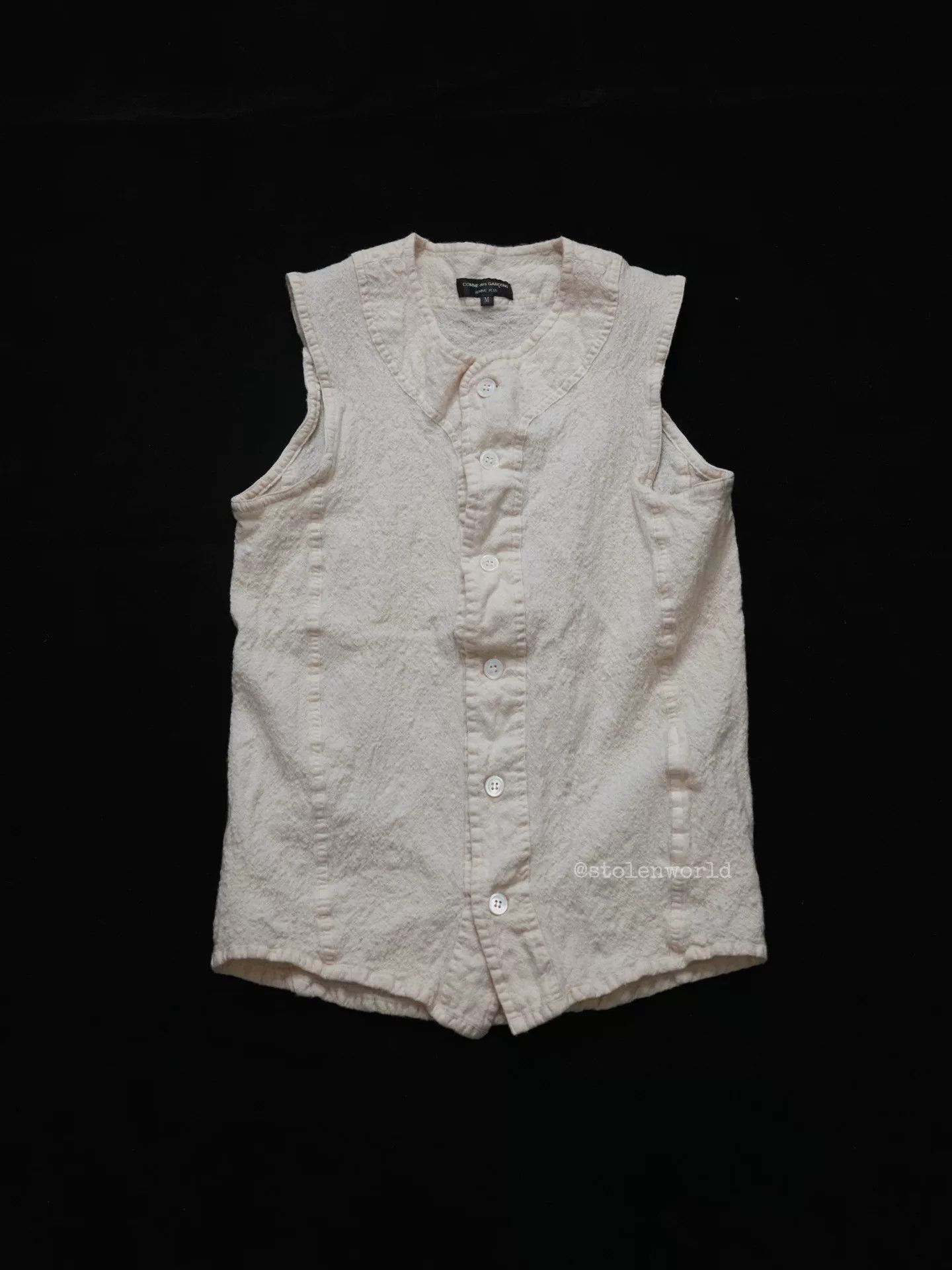 comme des garcons wool vest in cream