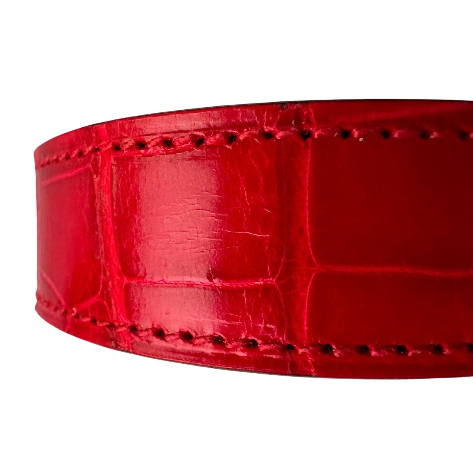 Hermes Hermes Red Croc Embossed Leather Bangle Bracelet Size ONE SIZE - 4 Thumbnail