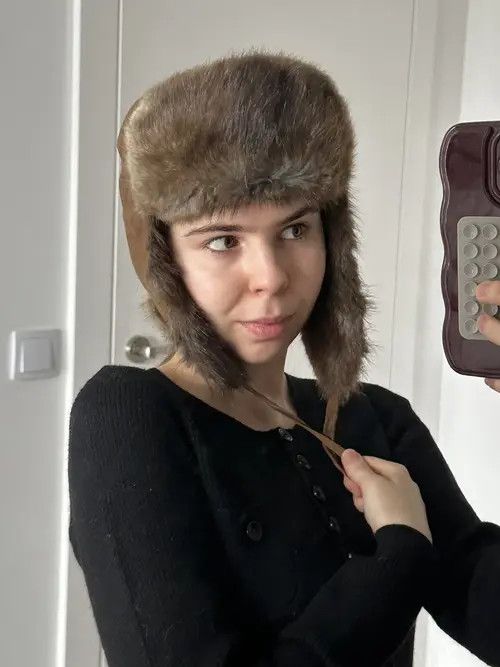 VIBE Real Mink Fur Leather Luxury Vintage Trapper Hat Y2k Size ONE SIZE - 2 Thumbnail