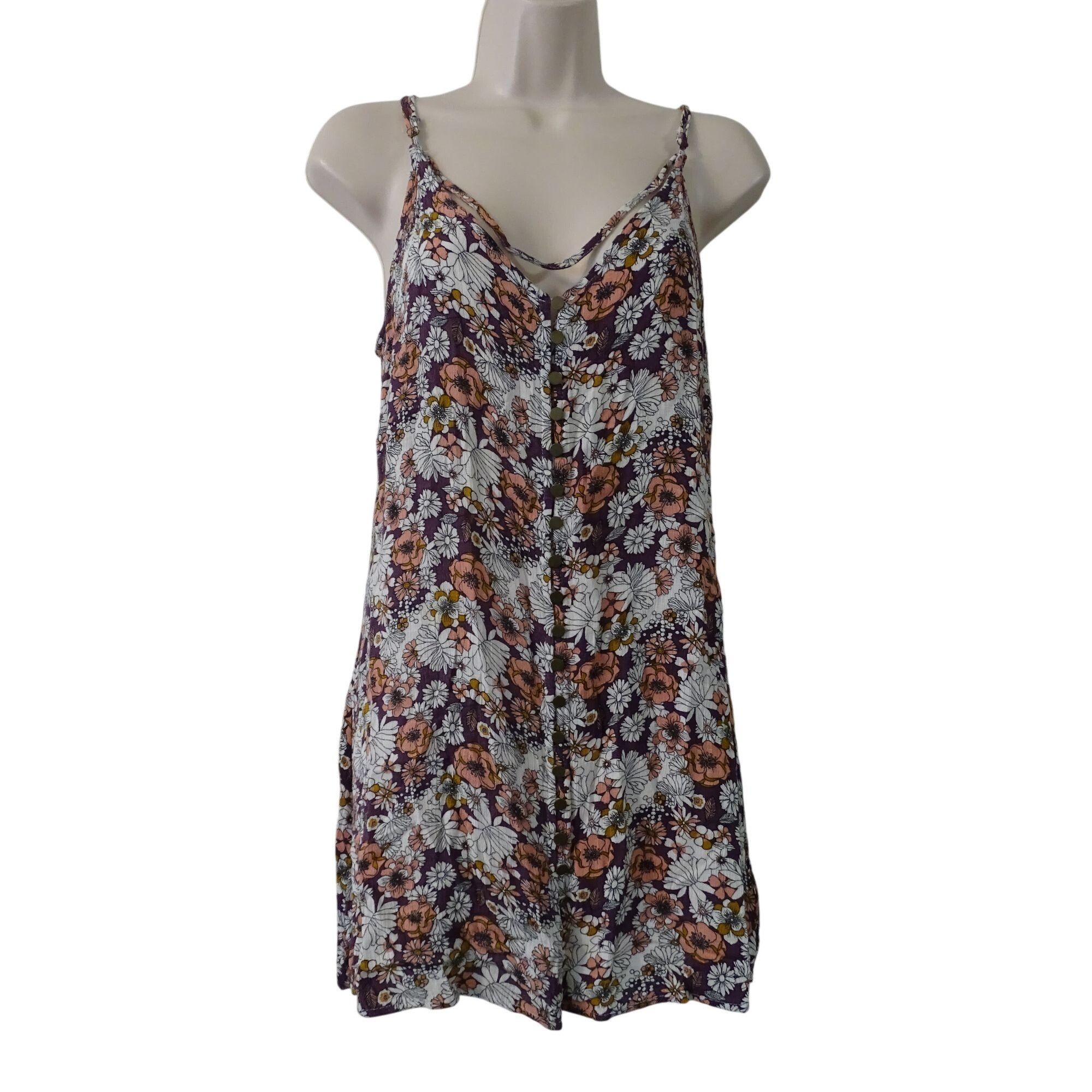 Other Floral Button Up Mini Dress Sundress Purple Women Size S Size S / US 4 / IT 40 - 1 Thumbnail