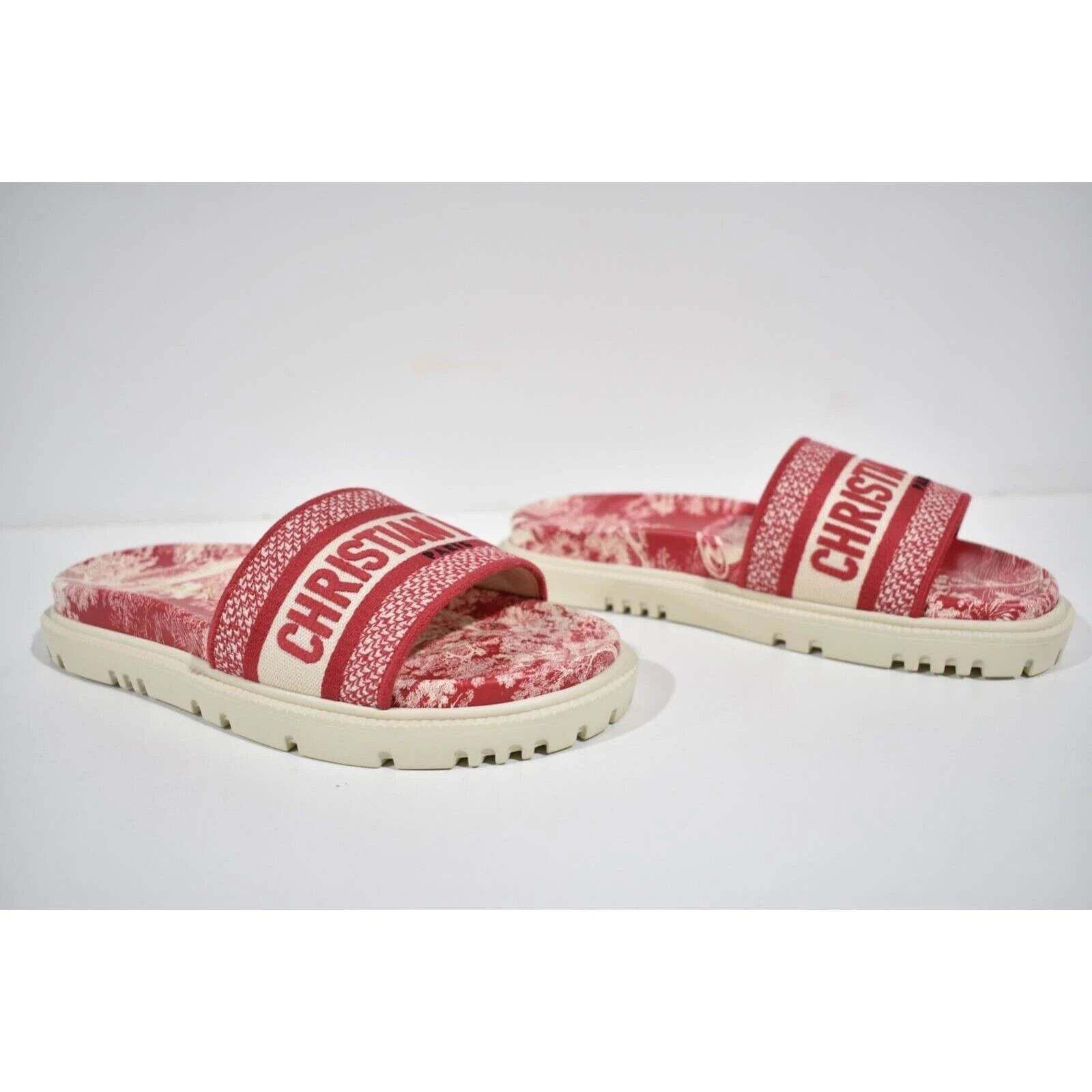 Dior Dway Red Toile De Jouy Platform Slide Mule Flat Sandal 36 Size US 6 / IT 36 - 4 Thumbnail