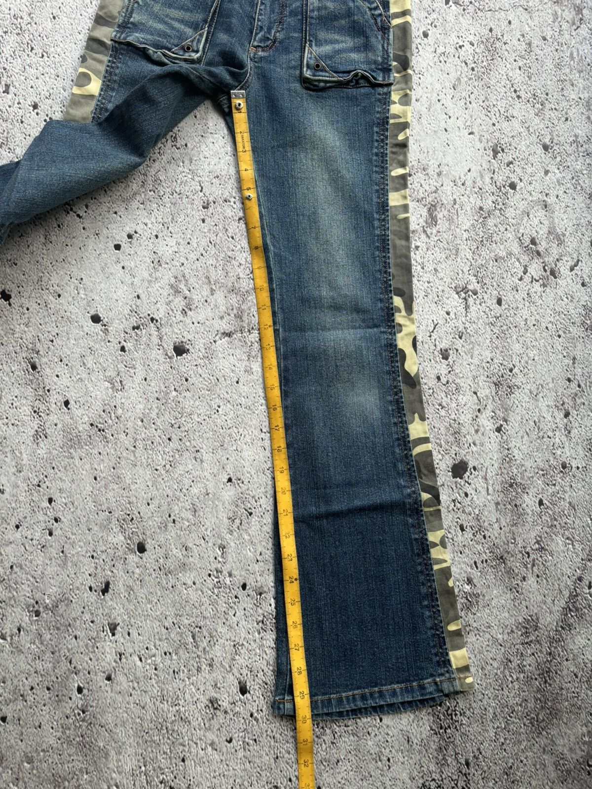 Hysteric Glamour Y2k Flare jeans Stripe camo Ifsixwasnine Lgb style Size 27" / US 4 / IT 40 - 10 Thumbnail