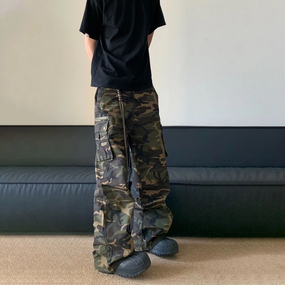 Japanese Brand × Vintage Cargo Pants Men Loose Casual Multi-pocket Baggy Elastic Size US 29 - 6 Thumbnail