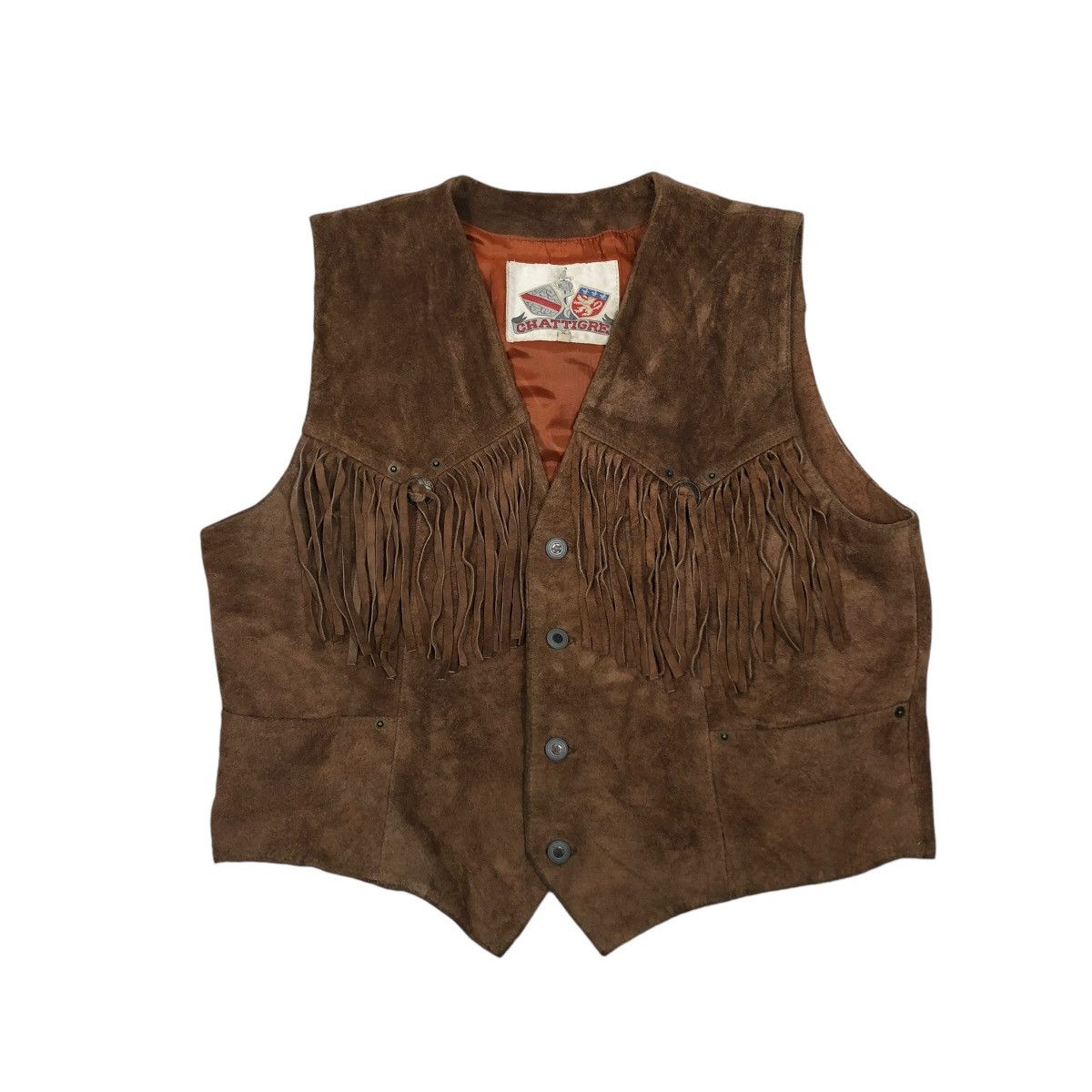 🔥VINTAGE VEST GENUINE LEATHER COWBOY DESIGN CHATTIGRE