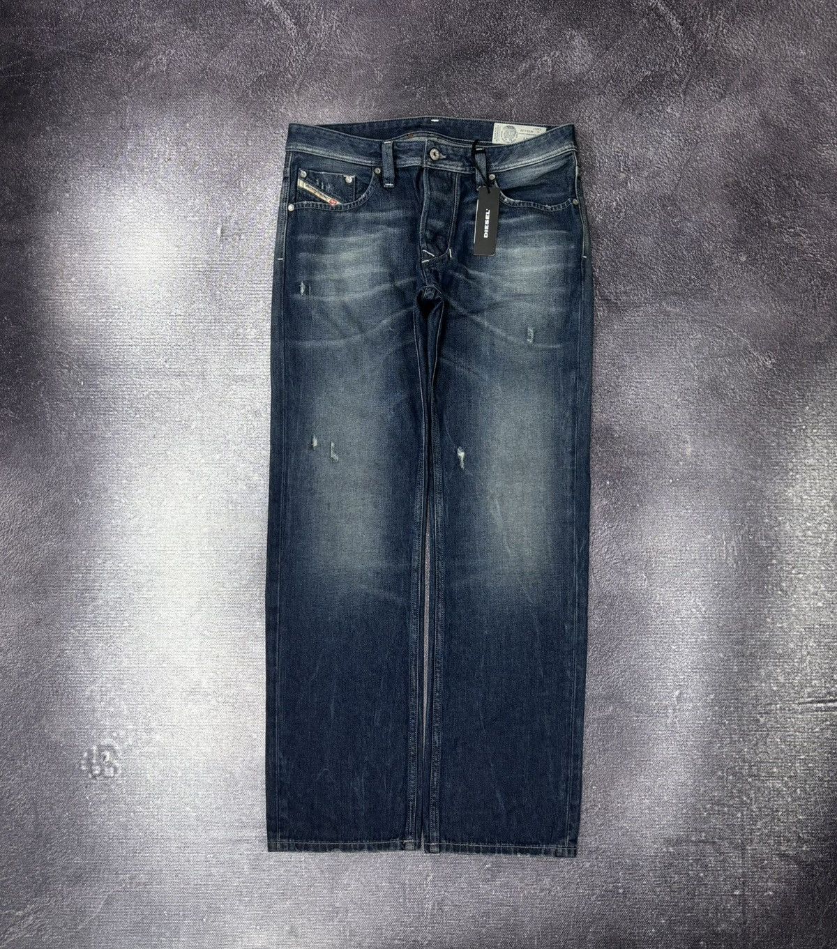 Diesel Diesel Larkee NWT Regular Straight Ripped Blue Denim Jeans Size US 33 - 1 Thumbnail