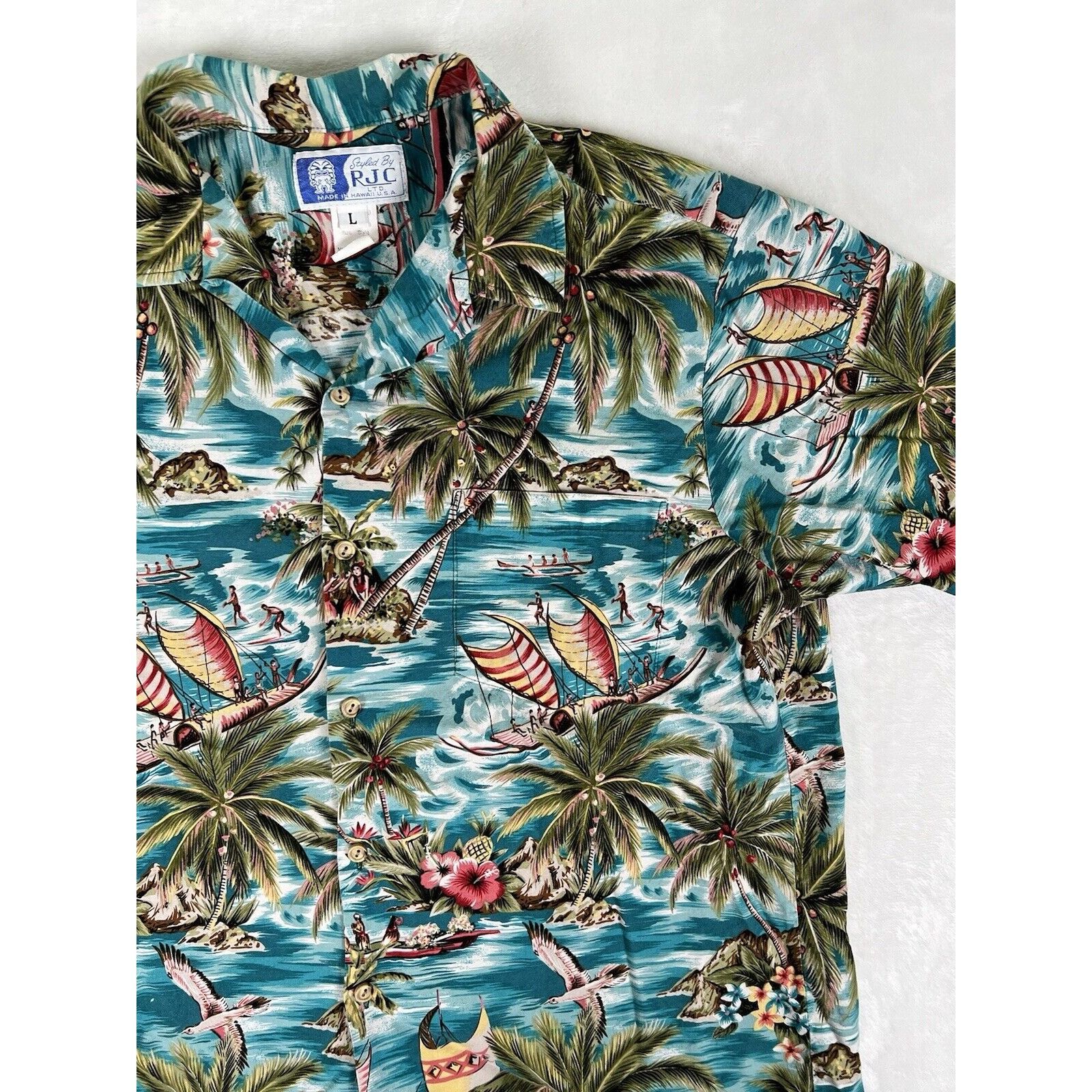 Vintage Vintage RJC Hawaiian Shirt Size Large Palm Tree Pineapple Be Size US L / EU 52-54 / 3 - 3 Thumbnail