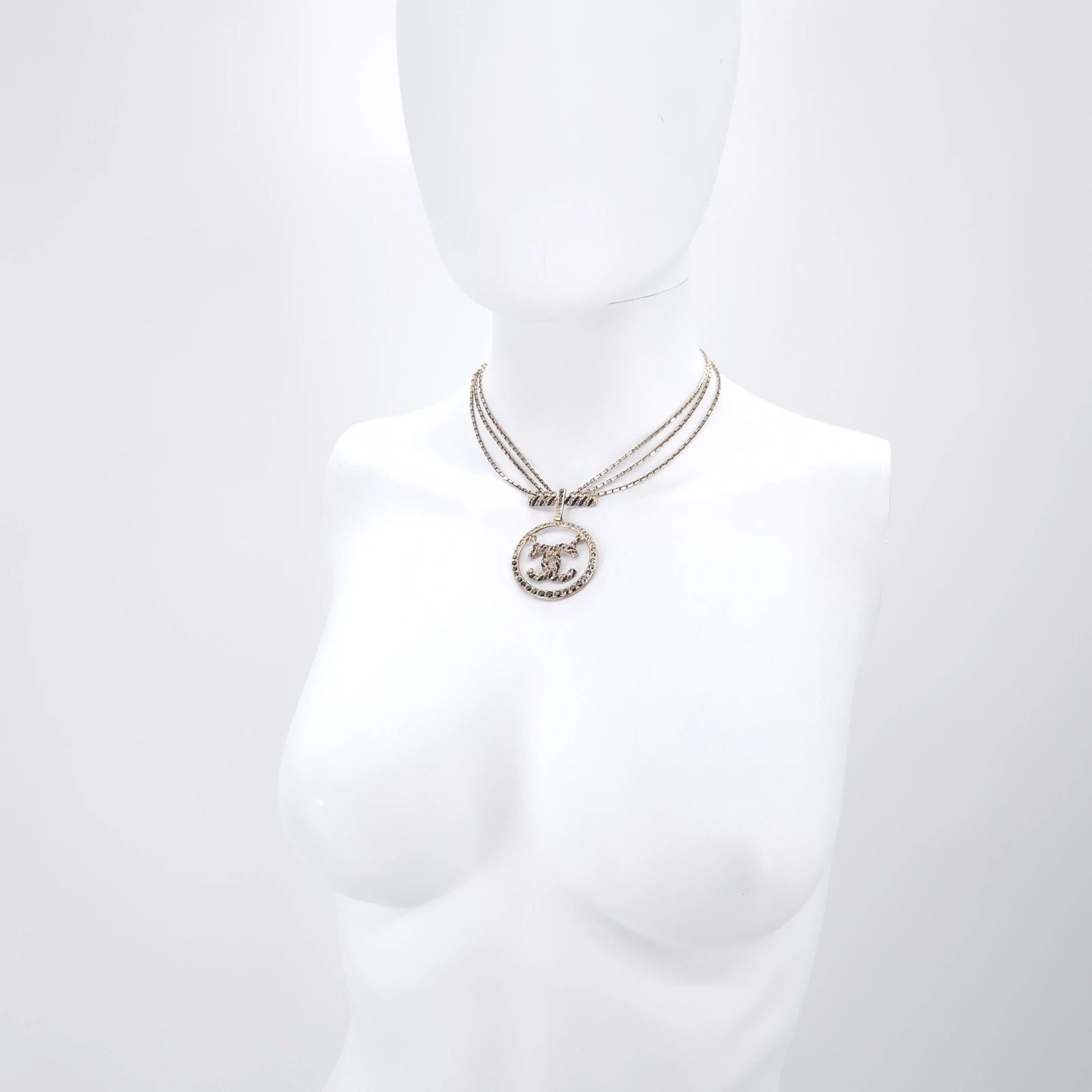 Chanel Chanel Crystal CC Pendant Triple Chain Necklace Size ONE SIZE - 9 Thumbnail