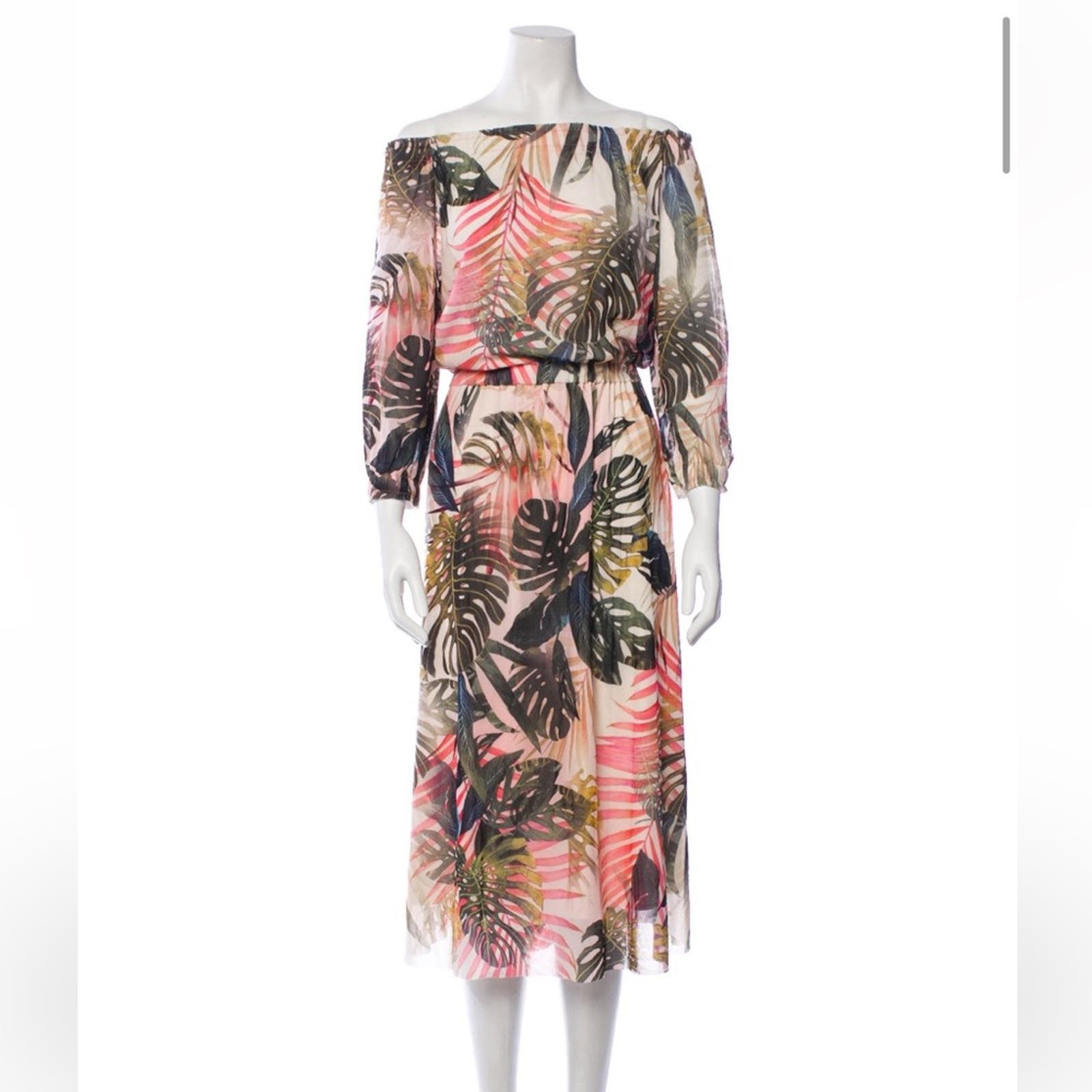 image of Fuzzi Jungle Print Midi Dress, Euc, Size Medium, Msrp $895 in Pink, Women's