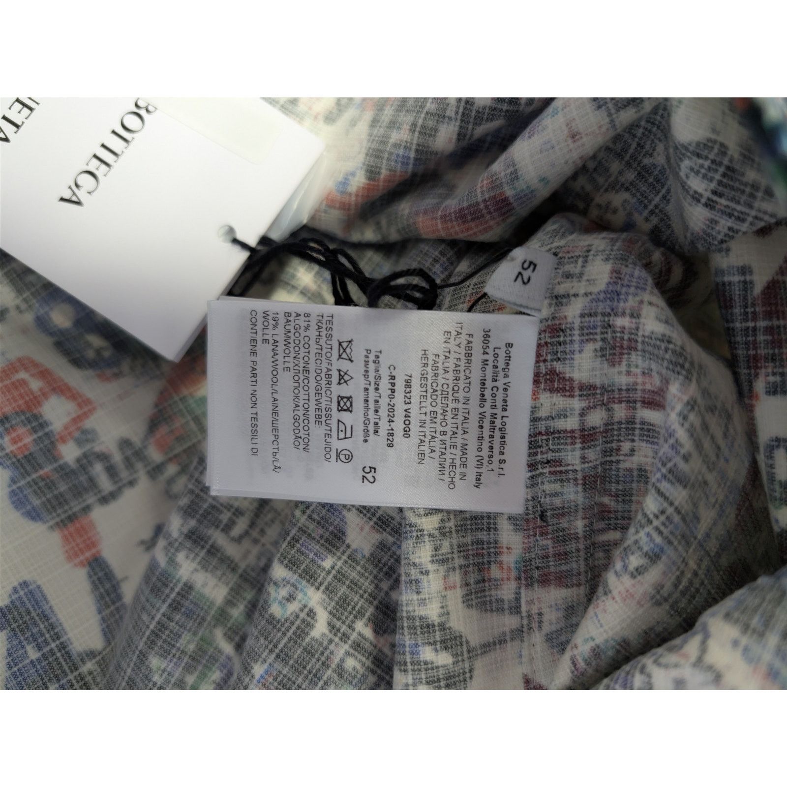 Bottega Veneta o1rshd1 Cotton Wool Date Memory Print Shirt in Chalk / Multi Size US L / EU 52-54 / 3 - 17 Thumbnail