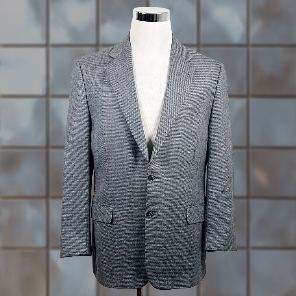 Joseph Abboud Joseph Abboud Sport Coat 42R Wool Silk Gray Knit Two-Button Lined Double-Vented Jacket Mens Regular Size US XS / EU 42 / 0 - 1 Thumbnail