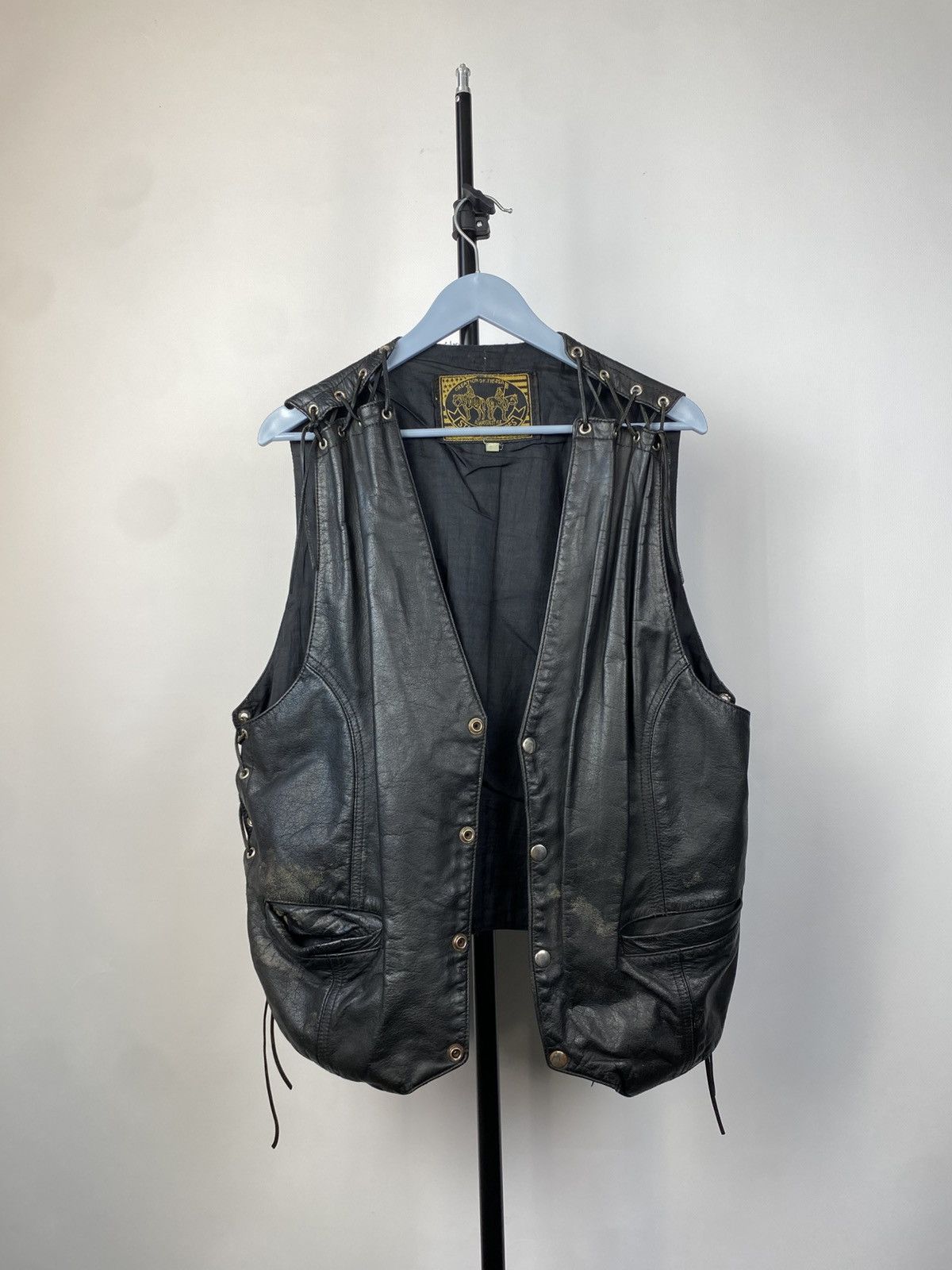 Genuine Leather × Leather × Vintage Vintage 70s rare Cowboy Stars & Stripes USA Leather Vest Size US S / EU 44-46 / 1 - 2 Thumbnail