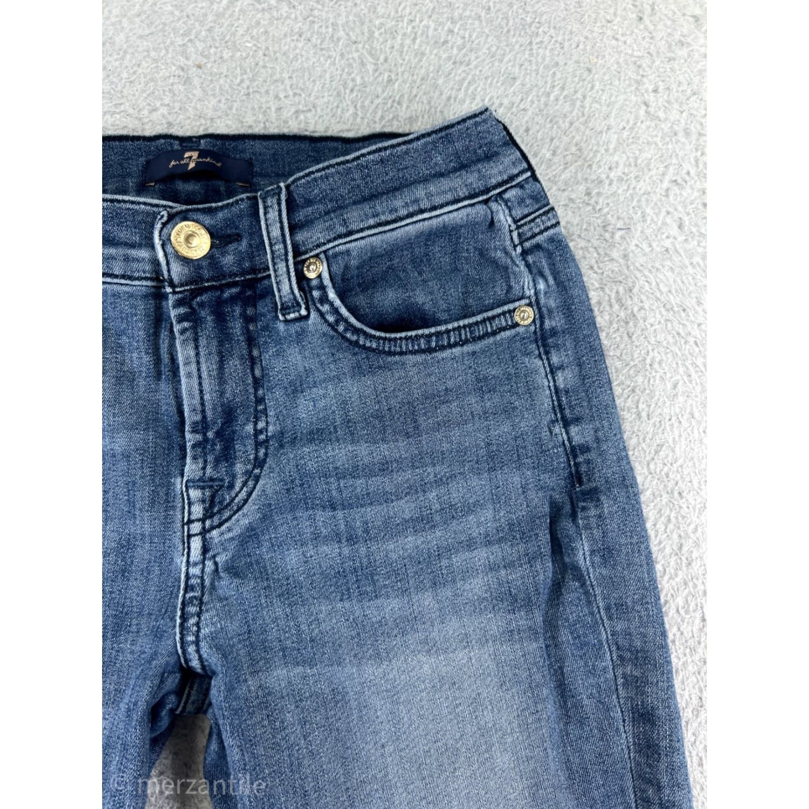7 For All Mankind 7 For All Mankind Jeans Women 24 Blue Denim Skinny Mid Rise Raw Hem Cotton Blend Size 42" / US 20 - 7 Thumbnail