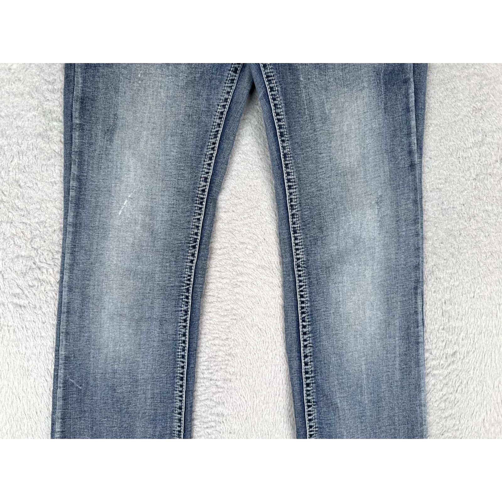 Vintage Cedar Rose Jeans Womens Bootcut Blue 27 Low Rise Stretch Denim 27x32 Rhinestone Embroidered Pockets Size 27" / US 4 / IT 40 - 3 Thumbnail
