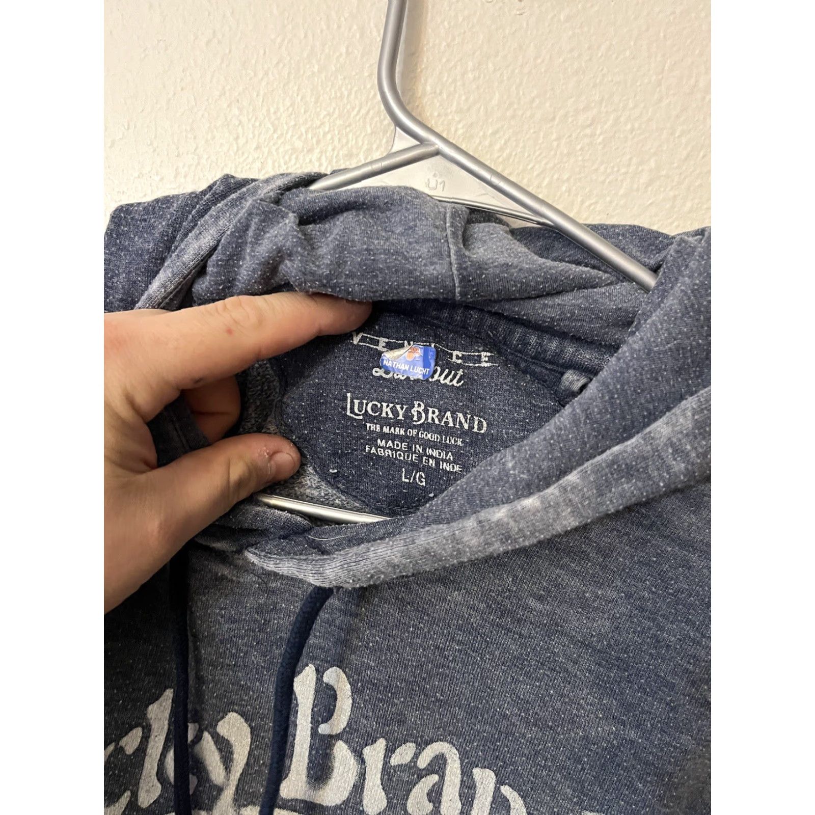Lucky Brand Lucky Brand USA Los Angeles Mens Hooded Hoodie Pullover Size L Blue Cotton Hoodie Mens Size US L / EU 52-54 / 3 - 2 Thumbnail