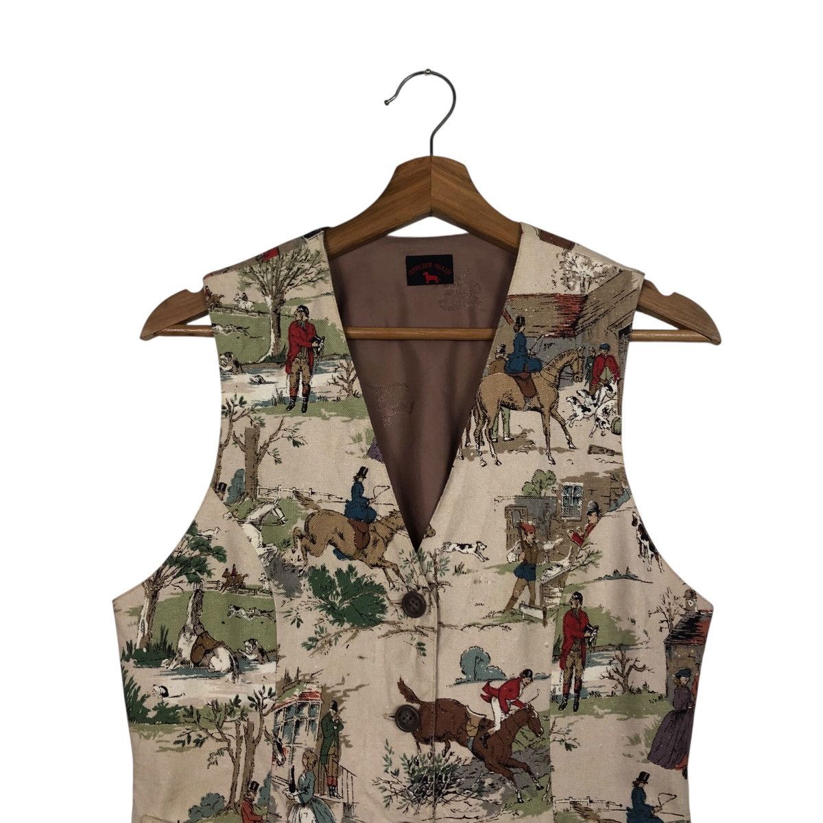 Japanese Brand 📌Vintage Waist Jacket Atelier Haiji Full Print Design Size US M / EU 48-50 / 2 - 4 Thumbnail