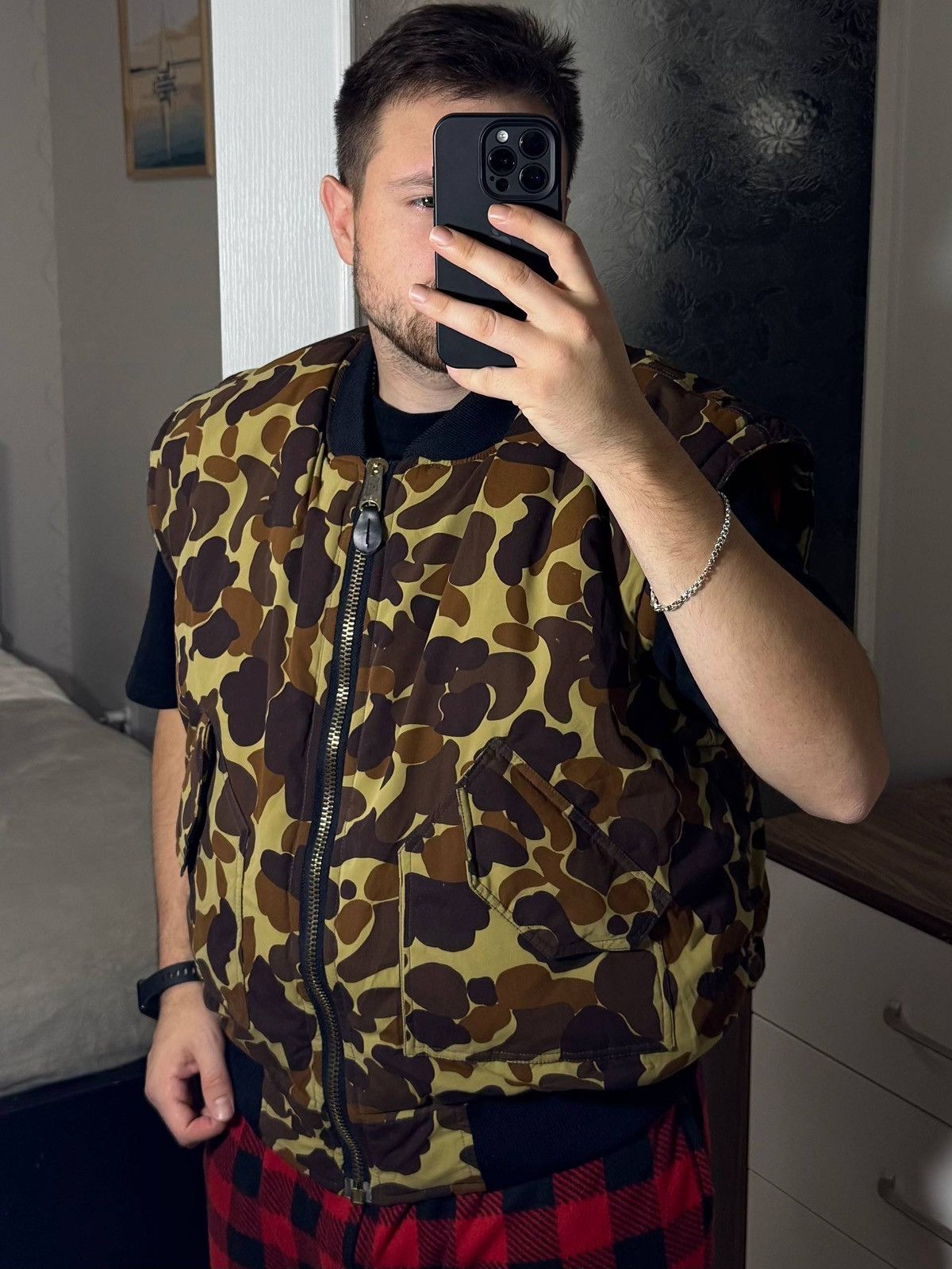 Other Men's Vintage Reversible MA-1 Vest Duck Camo & Orange Size US L / EU 52-54 / 3 - 3 Thumbnail