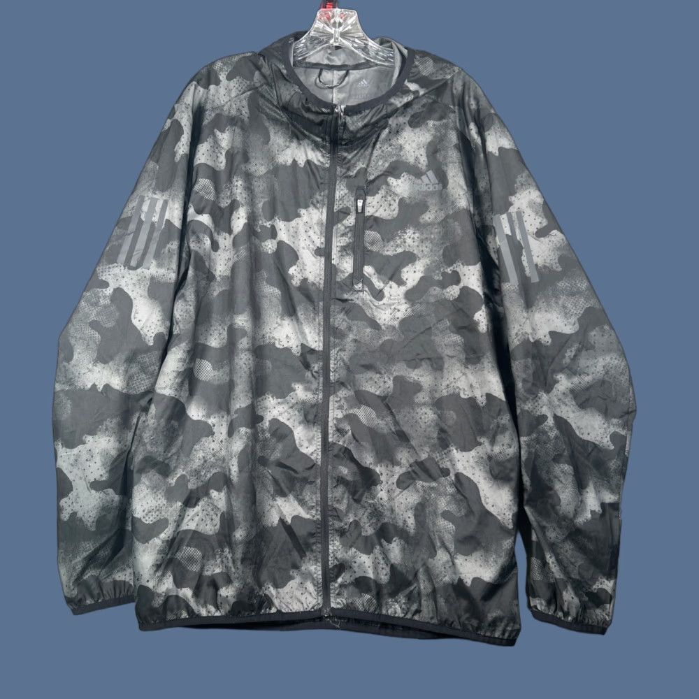 Adidas Adidas Running Black Camo Hoodie Windbreaker Jacket Mens L Full Zip Size US L / EU 52-54 / 3 - 1 Thumbnail