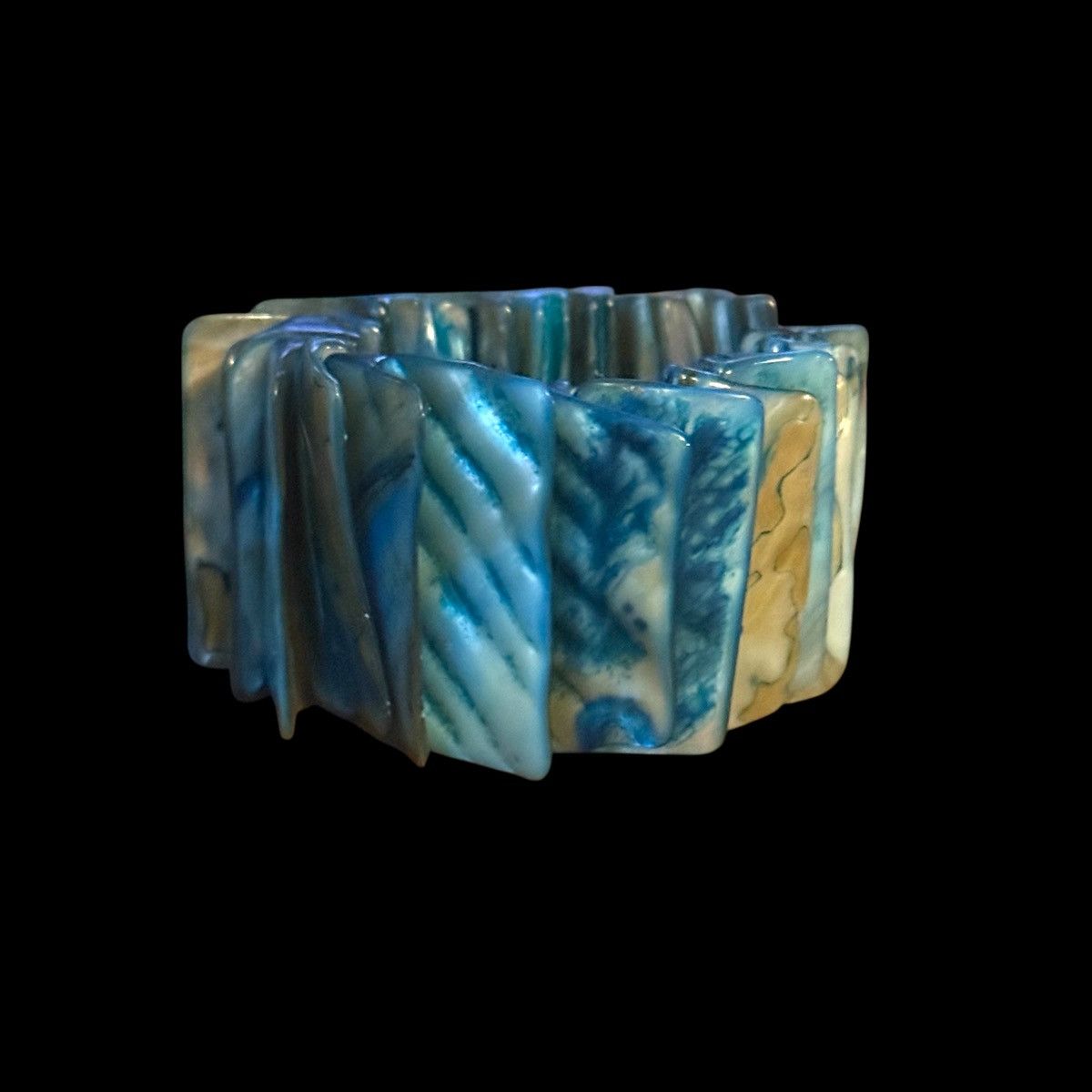 Vintage Vintage blue dyed abalone shell tile stretch bracelet Size ONE SIZE - 1 Thumbnail