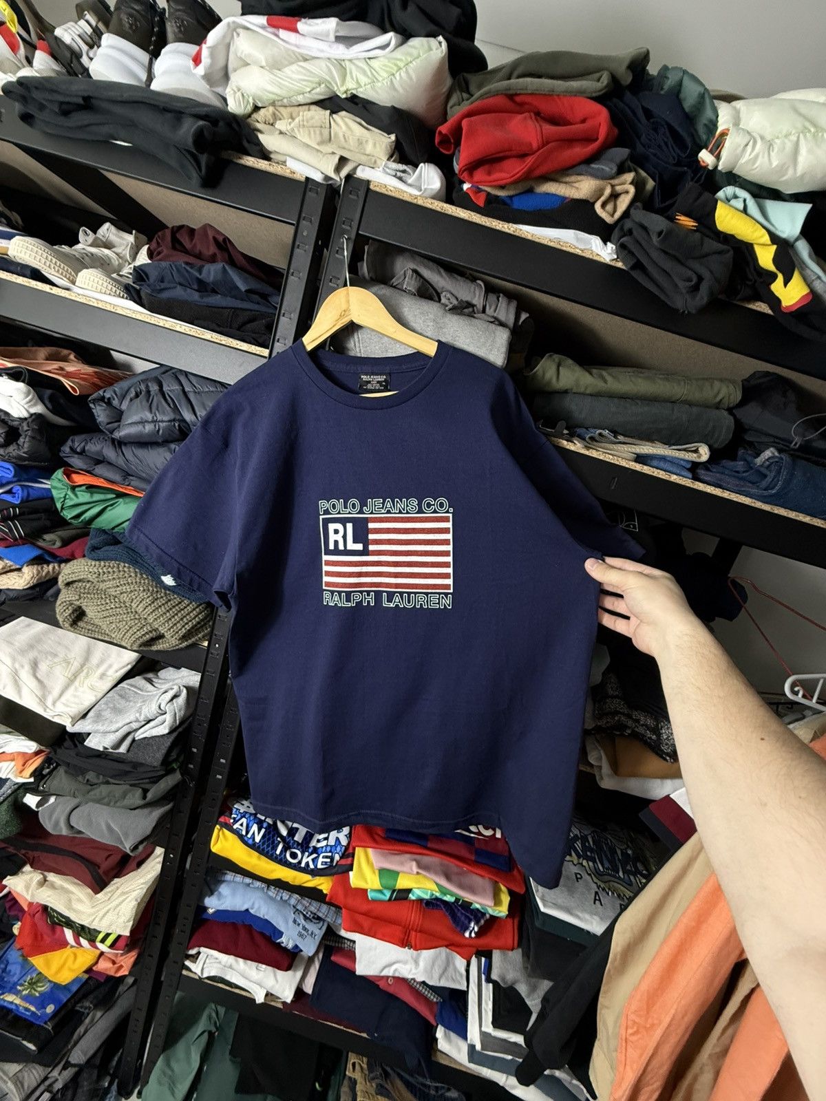 Polo Ralph Lauren Vintage Polo Jeans Co Ralph Lauren T Shirt USA Flag Logo Tee Size US XL / EU 56 / 4 - 5 Thumbnail