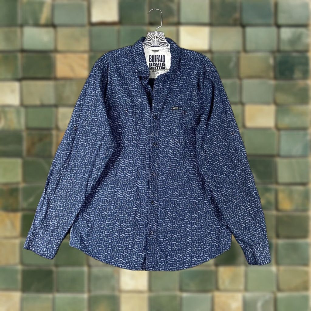 Buffalo David Bitton VINTAGE Buffalo David Bitton Blue Floral Button-Up Shirt L Men Large Blue Floral Long Sleeve Mens L Size US L / EU 52-54 / 3 - 1 Thumbnail