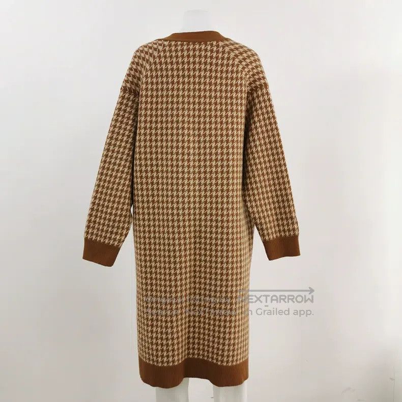 Hermes Hermes Cashmere houndstooth V-neck long coat Size XXS / US 00 / IT 34 - 2 Thumbnail