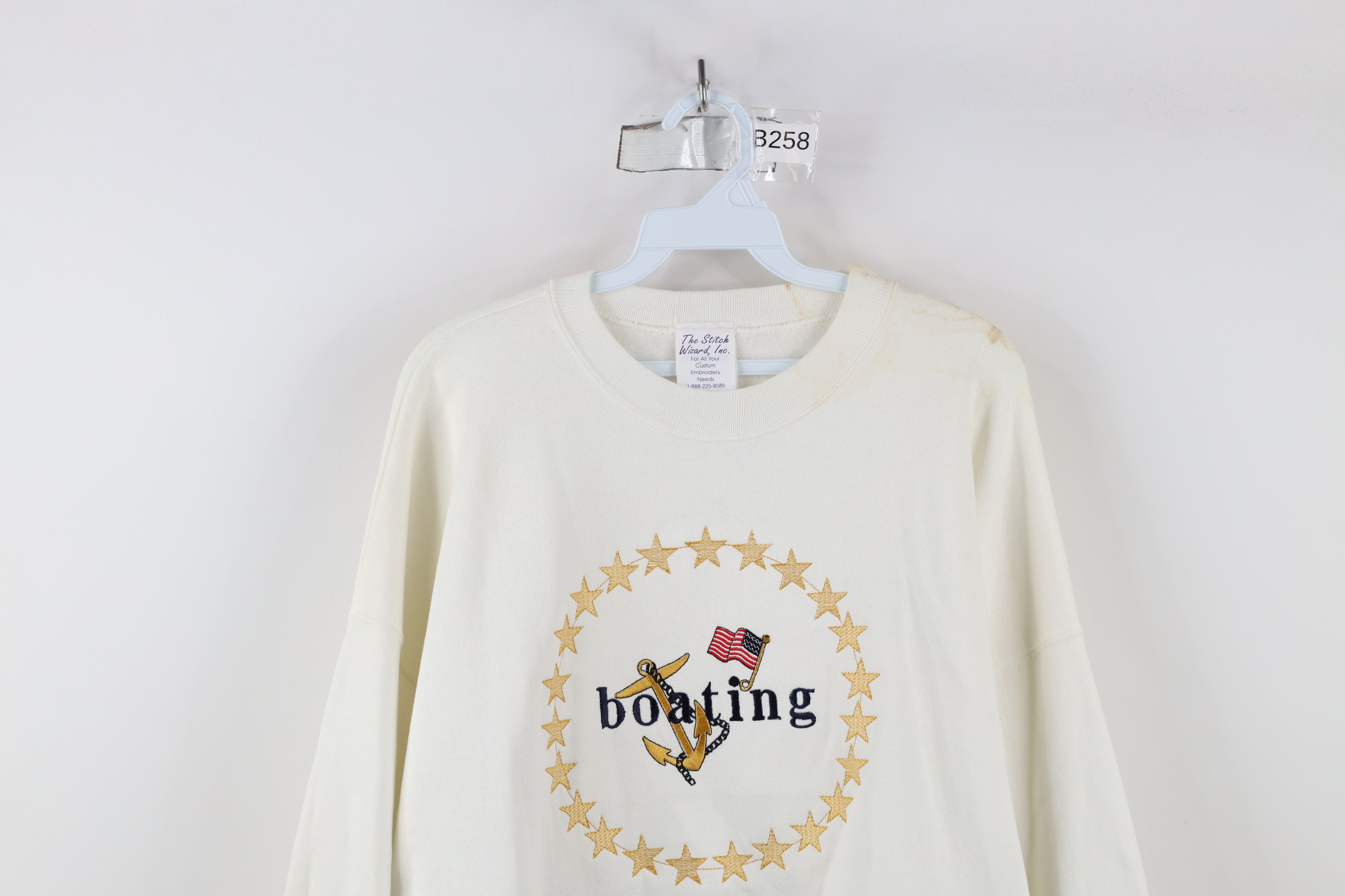Vintage Vintage 90s Streetwear Boating Anchor Flag Sweatshirt White Size US XXL / EU 58 / 5 - 2 Thumbnail