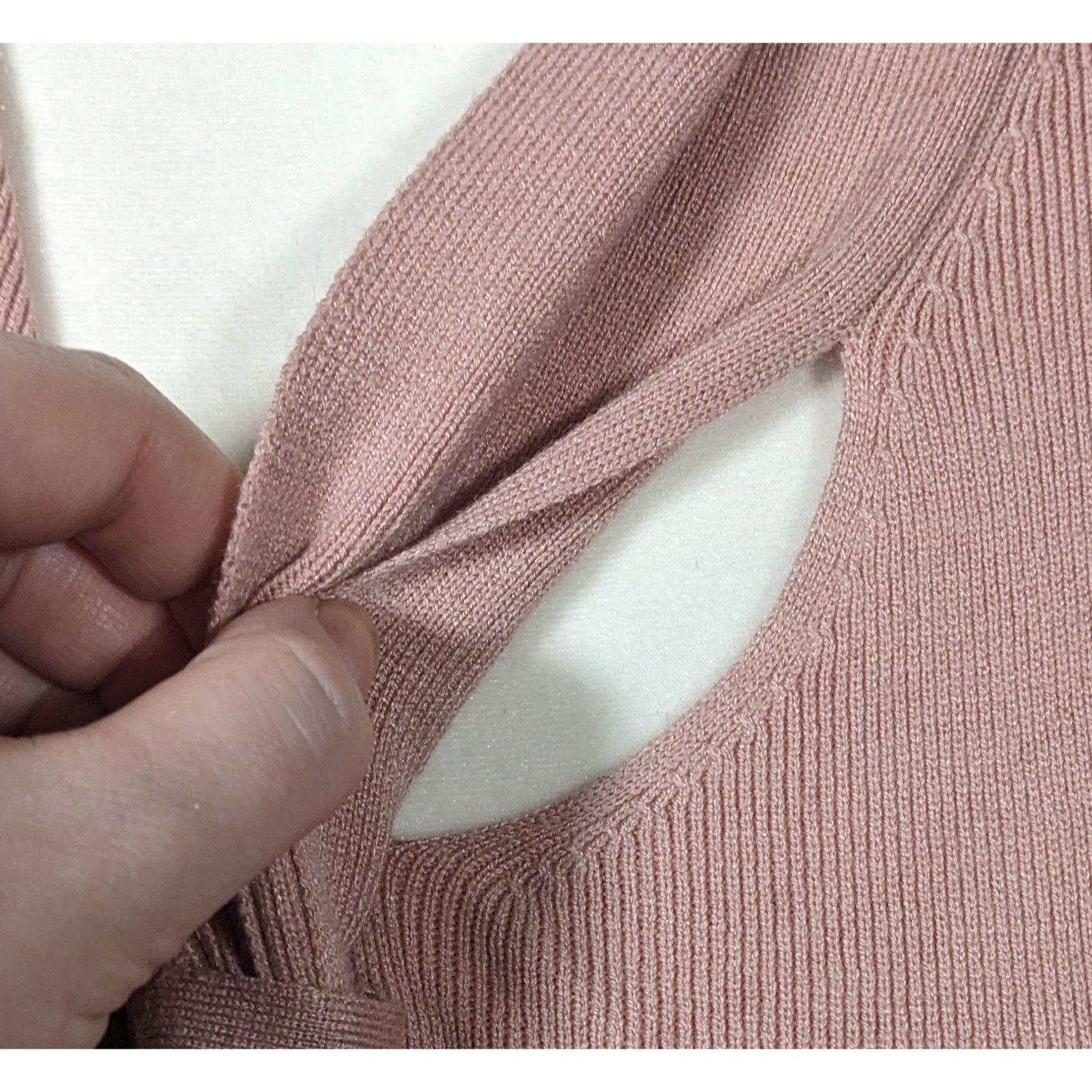 Other Vintage Coquette Light Pink Long Sleeve Tie V Neck Dress Size M / US 6-8 / IT 42-44 - 4 Thumbnail