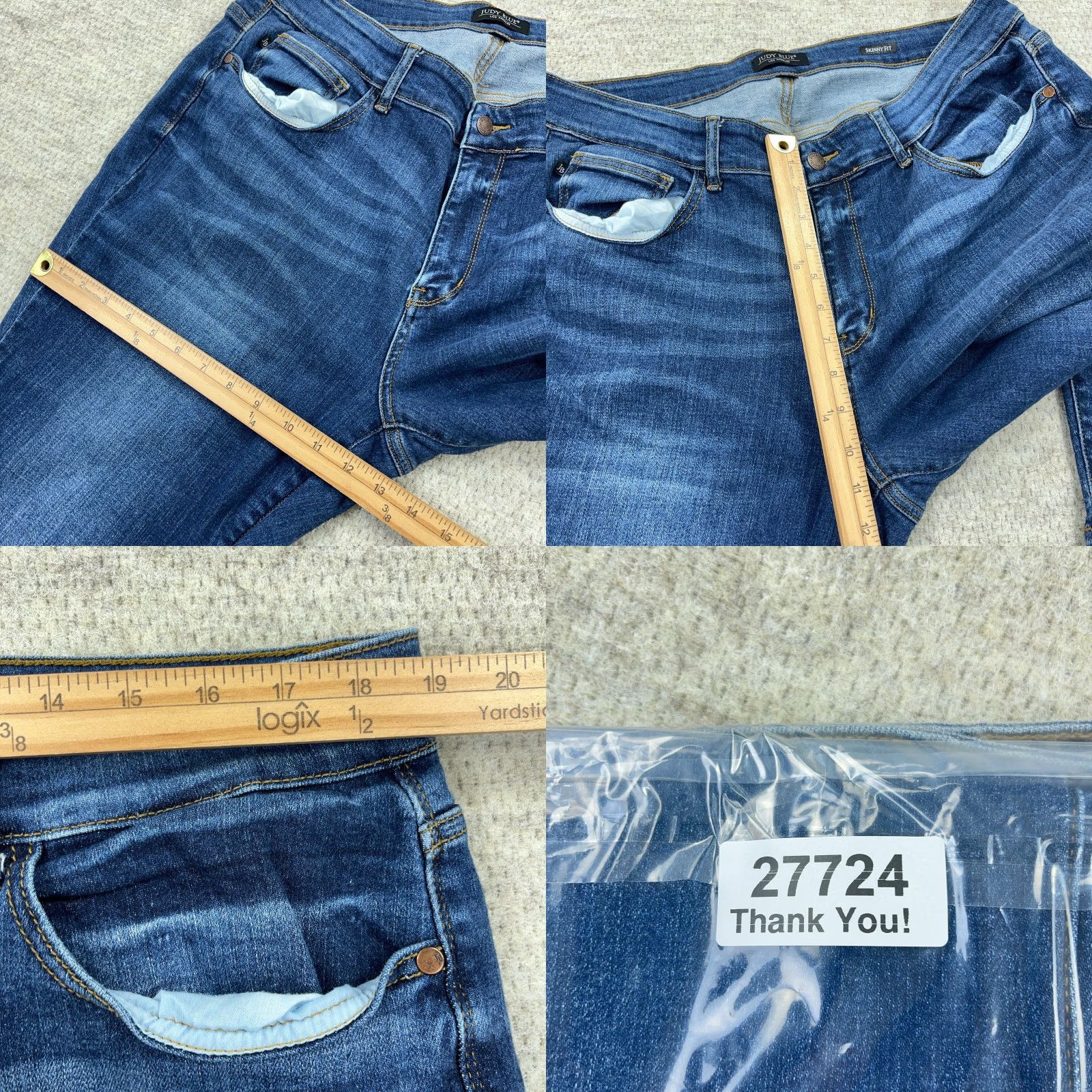 Vintage Judy Blue Jeans Women 20W Skinny Fit Dark Wash Button Zipper 5-Pocket Denim Pants Blue Size 20W Ladies Size 42" / US 20 - 8 Thumbnail