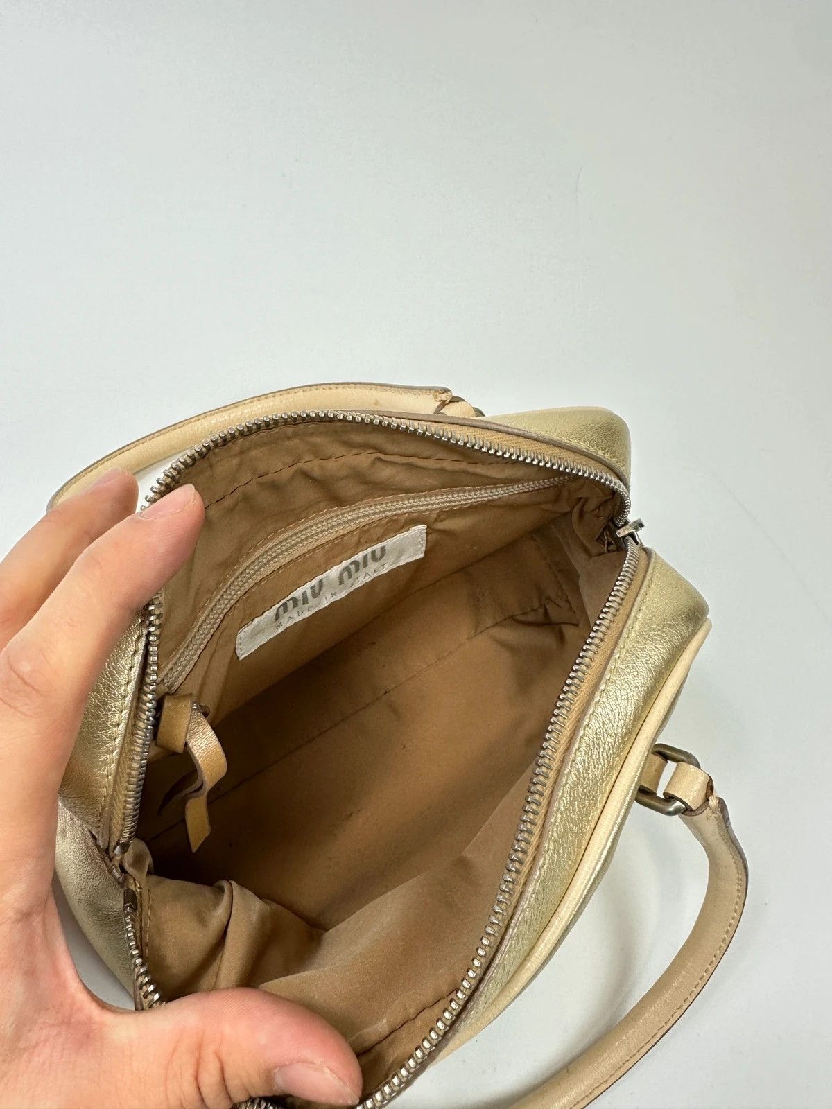Miu Miu Miu Miu 90s Leather Gold Glitter Mini HandBag NanoSpeedy Size ONE SIZE - 12 Thumbnail