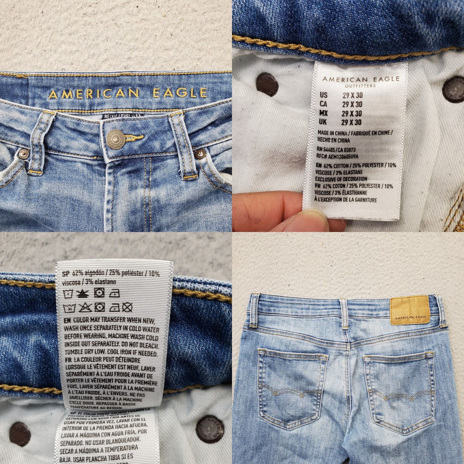 American Eagle Outfitters American Eagle Outfitters Jeans Mens 29x30 Blue Denim Distressed Straight Next Level Flex Jeans Size US 29 - 8 Thumbnail